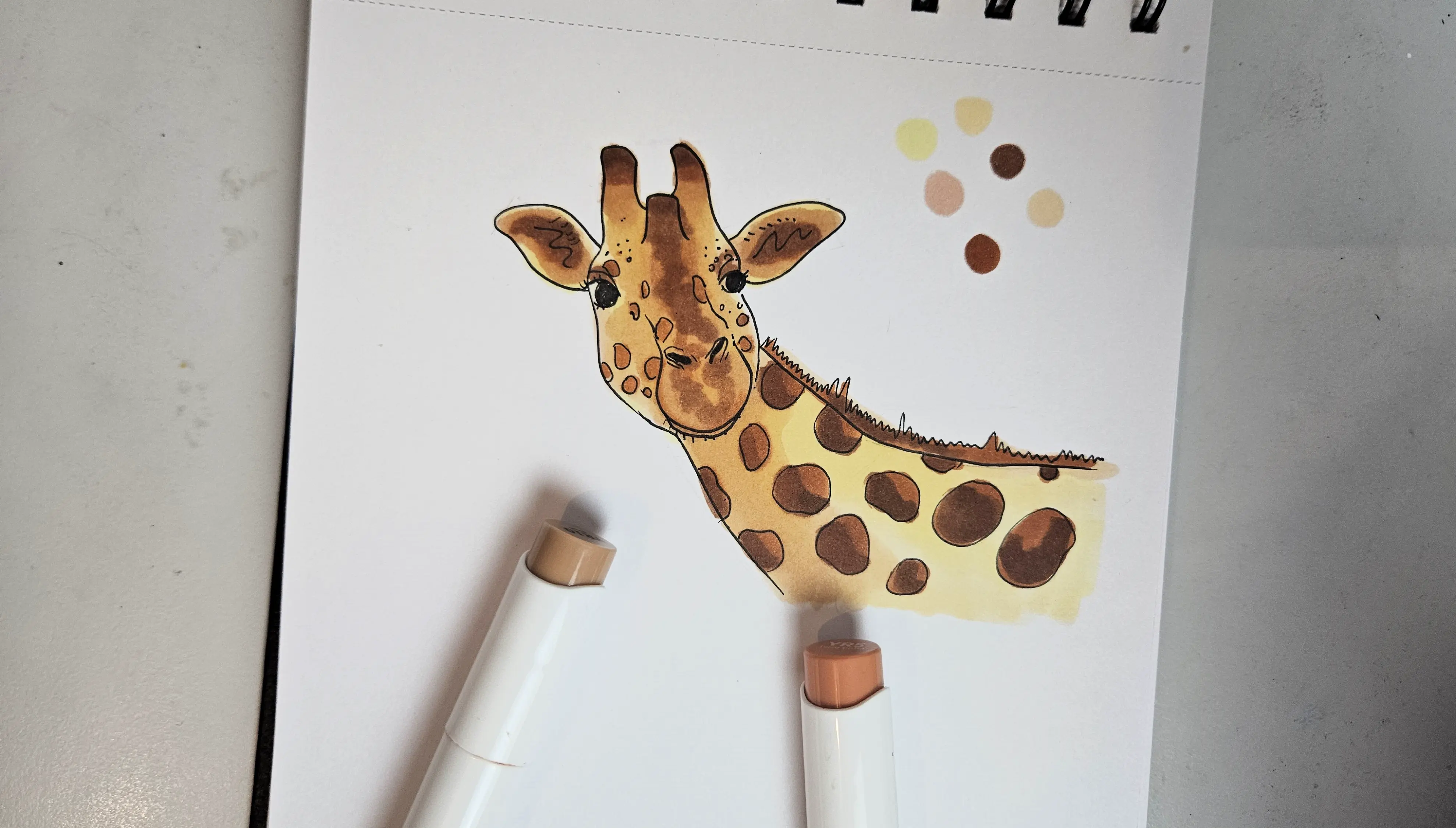 dessiner le museau d’une girafe aux feutres à alcool