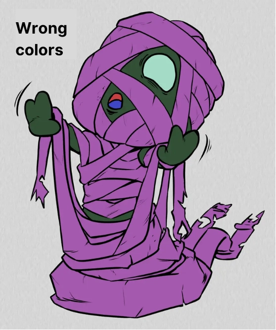 example of a drawing with flat areas of false colours