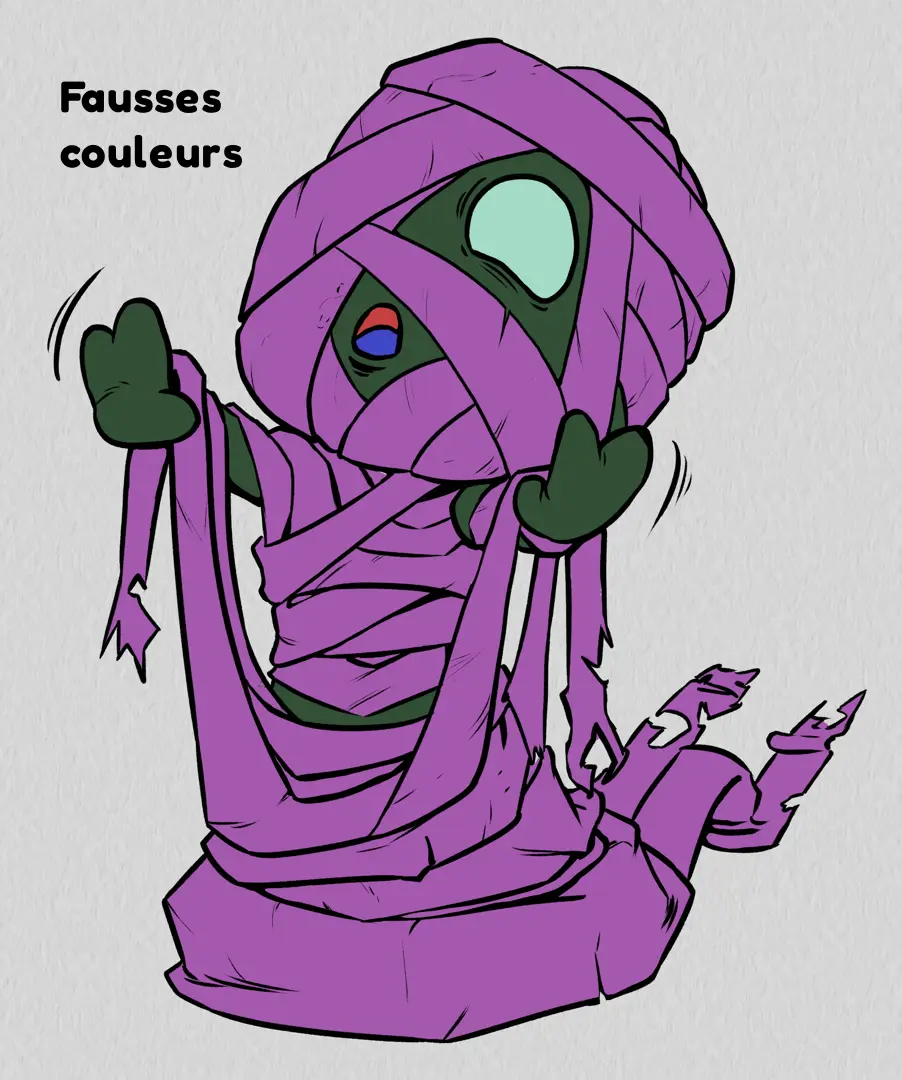 exemple d’un dessin avec des aplats de fausses couleurs