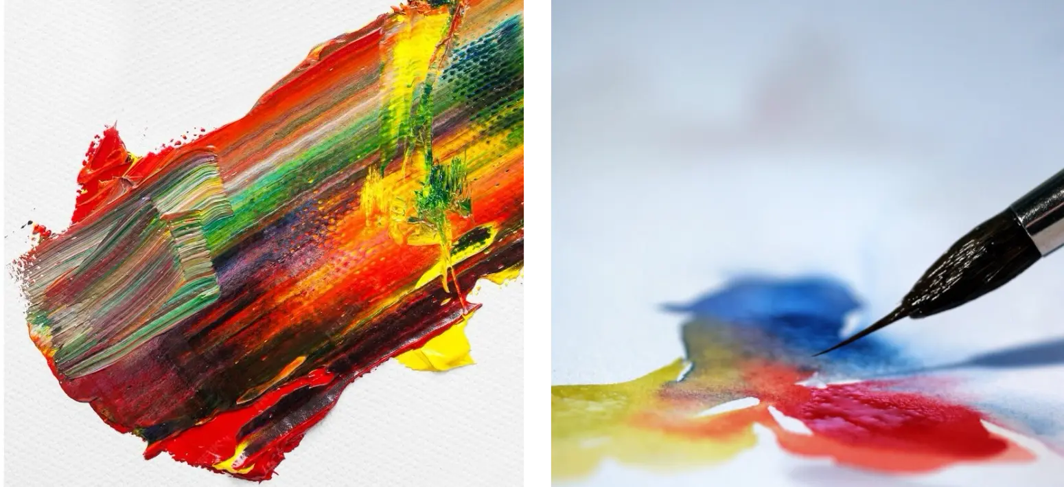 la différence de mélange de couleurs entre l’aquarelle et l’acrylique