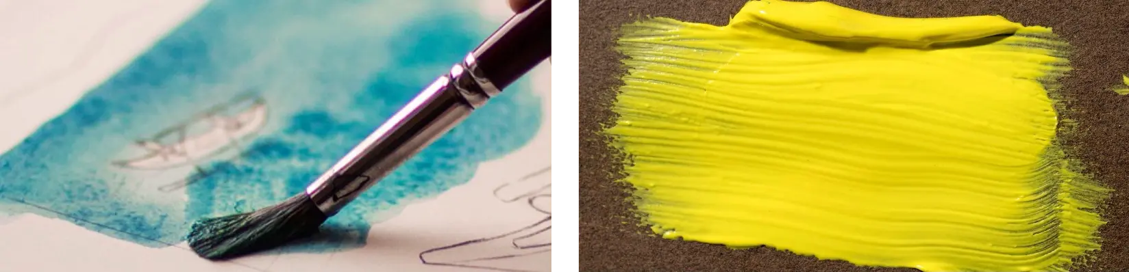 la différence de texture entre l’aquarelle et l’acrylique
