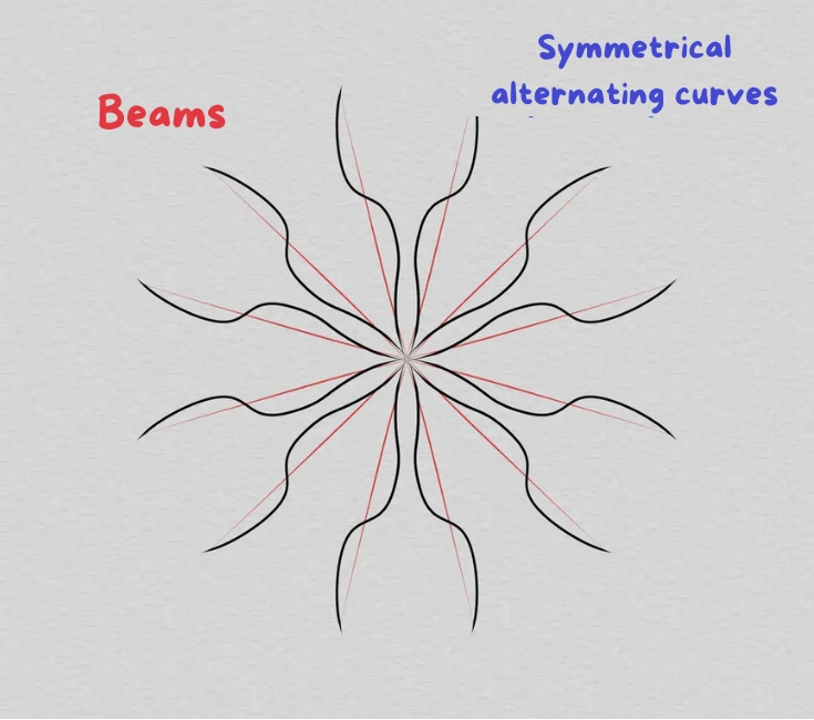 drawing of the base of a rosette arabesque