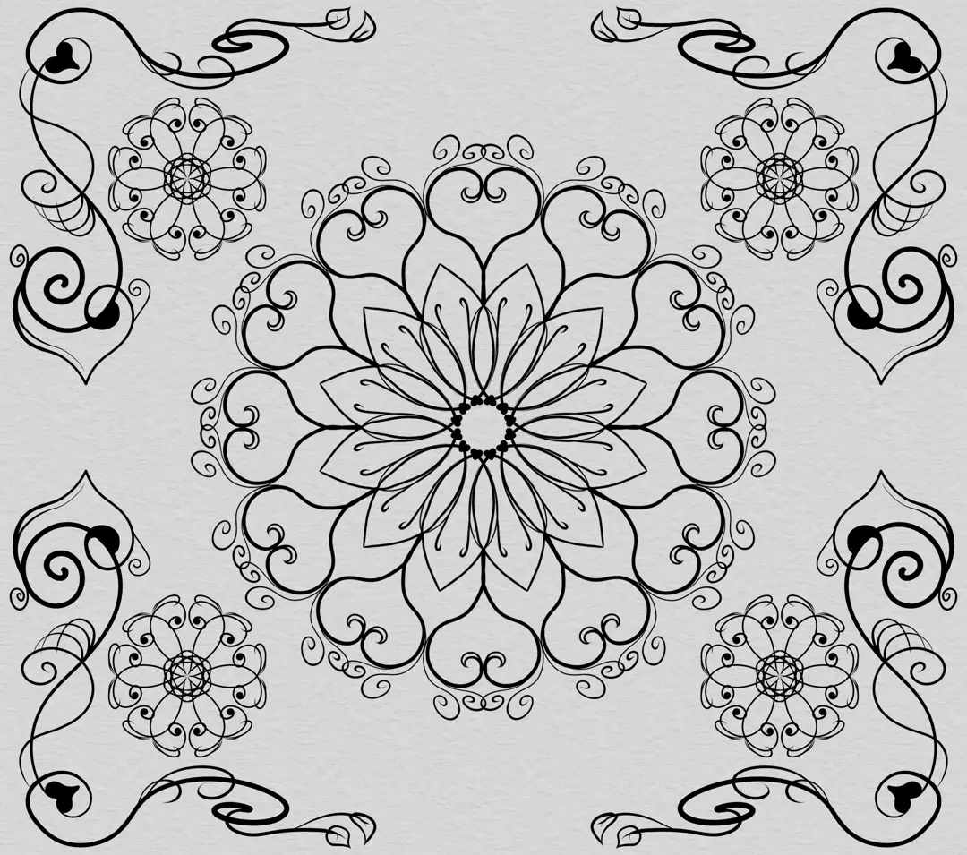 dessin d’une arabesque en rosace