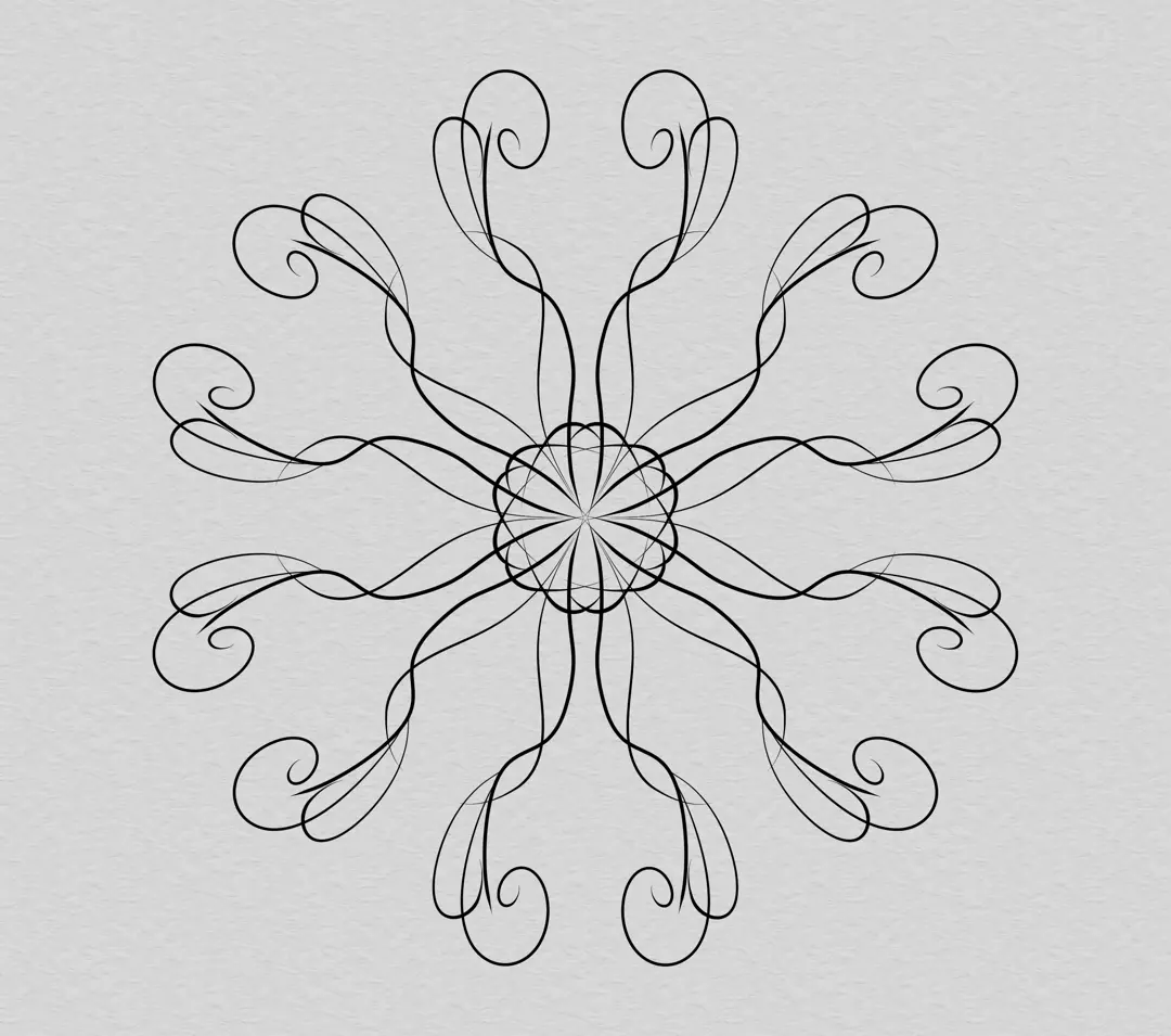 dessin des courbes d’une arabesque en rosace