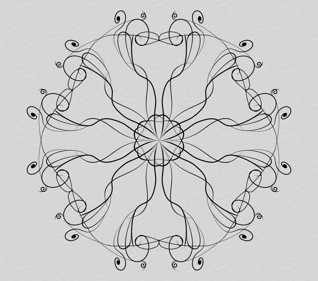 dessin des motifs d’une arabesque en rosace