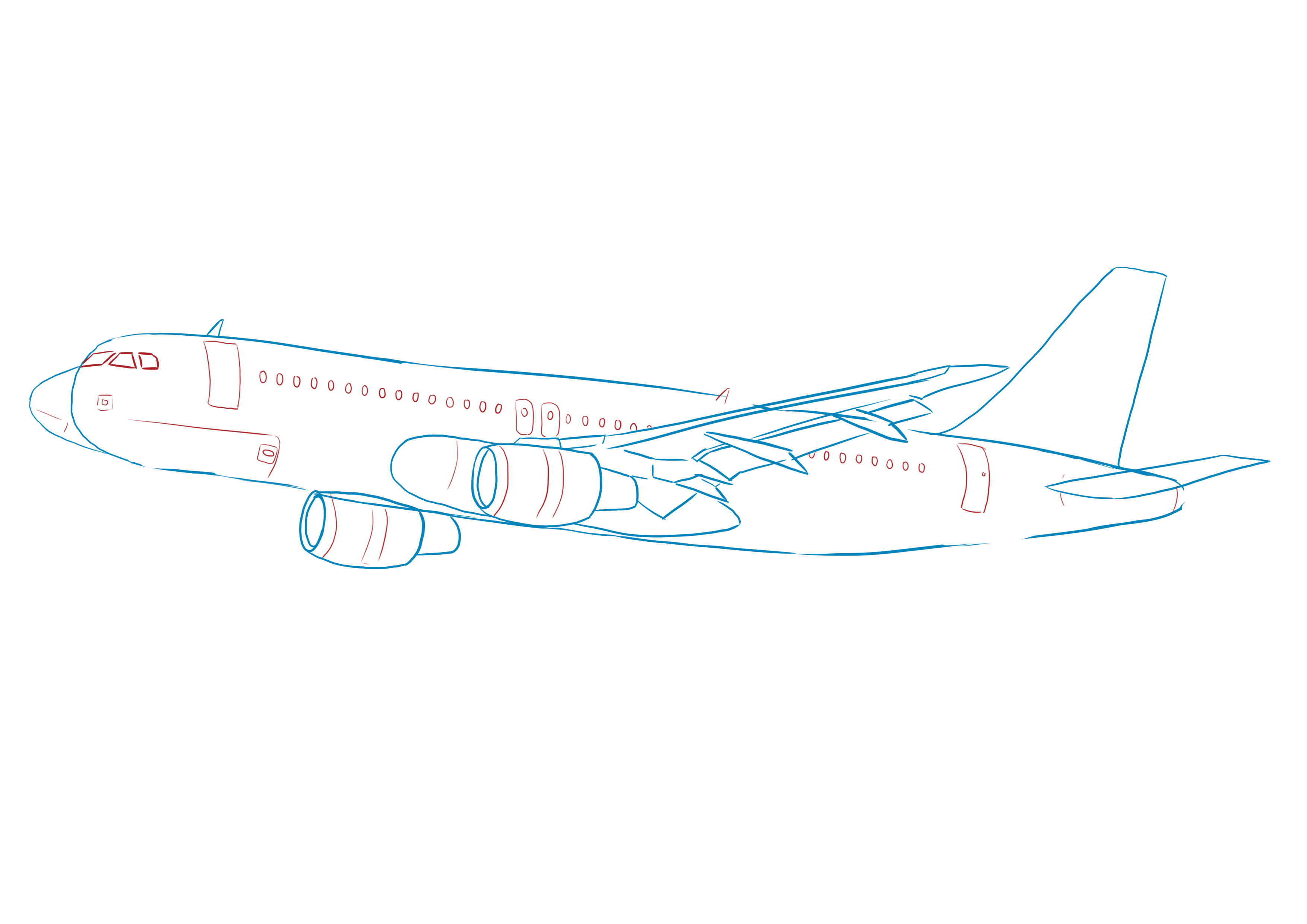 croquis des hublots et fenêtres de l’avion