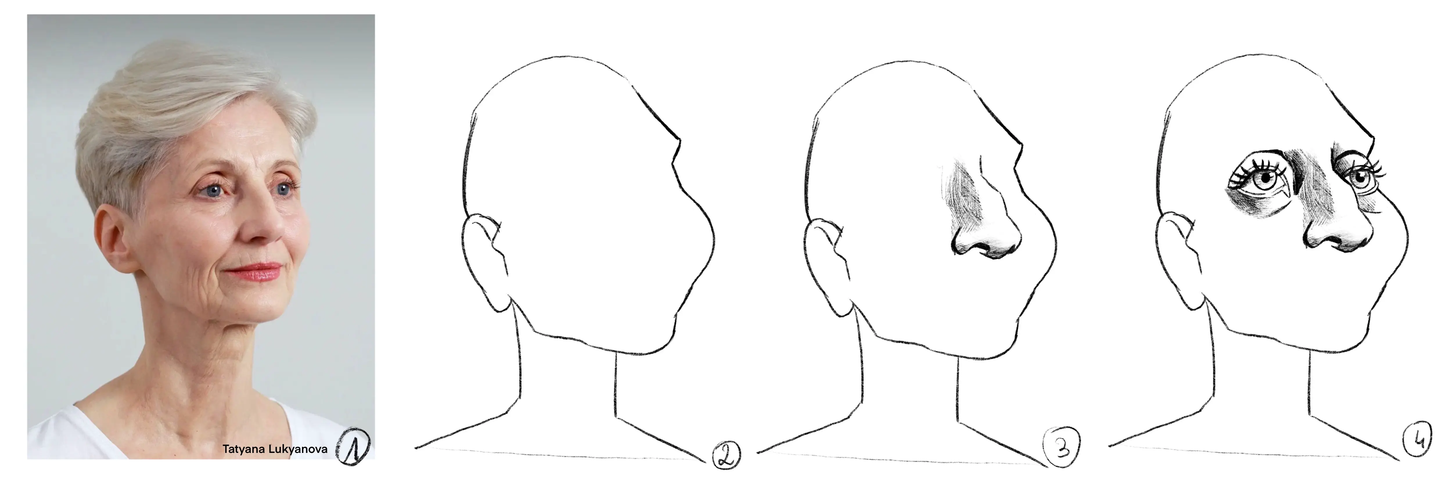 dessiner la caricature d’une dame âgée