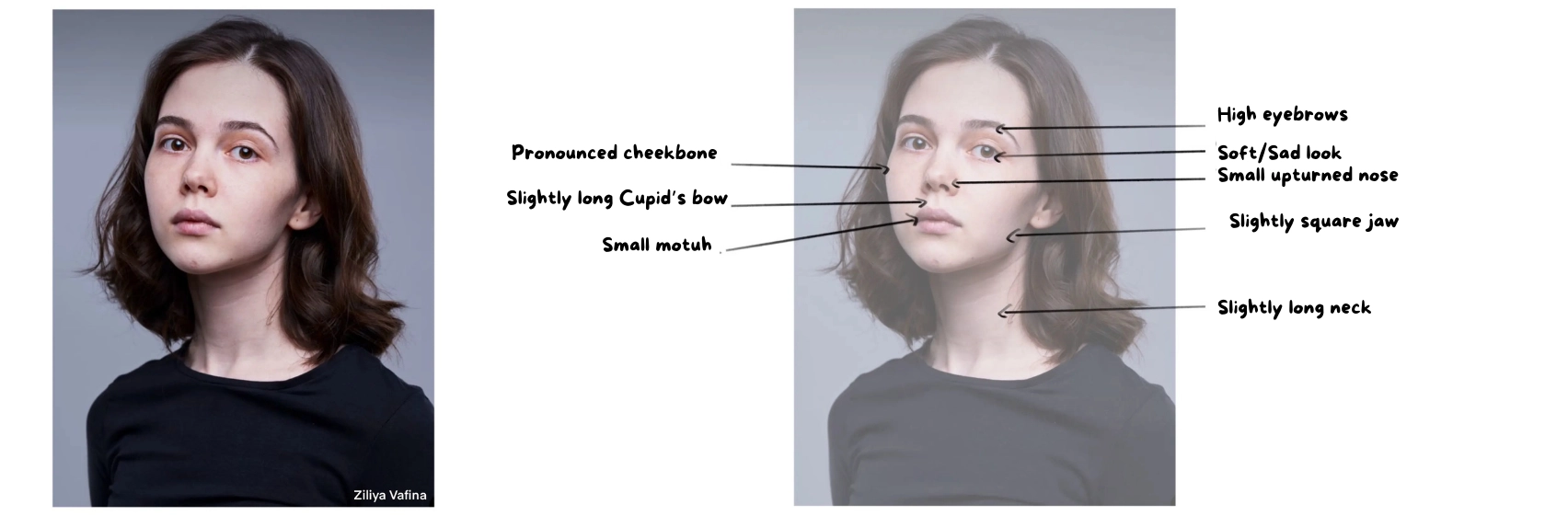 example for drawing a caricature of a young girl