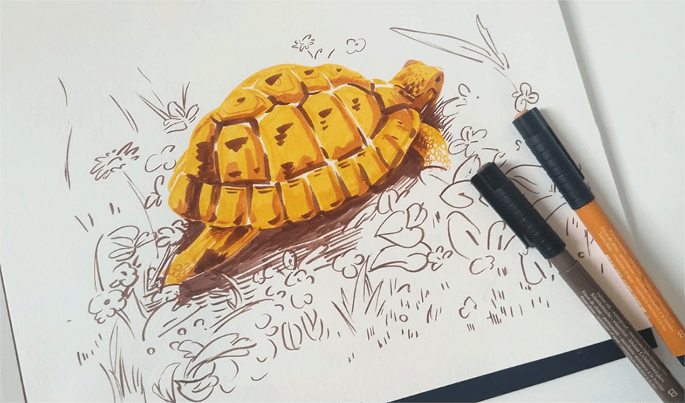 dessiner au feutre sur carnet de croquis