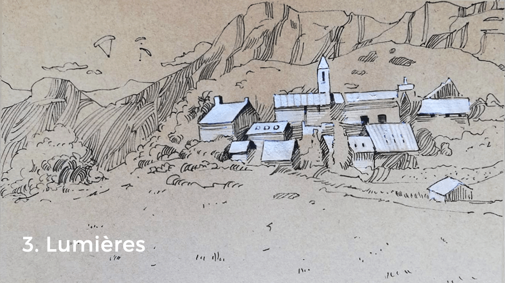 dessiner les lumières sur carnet de croquis
