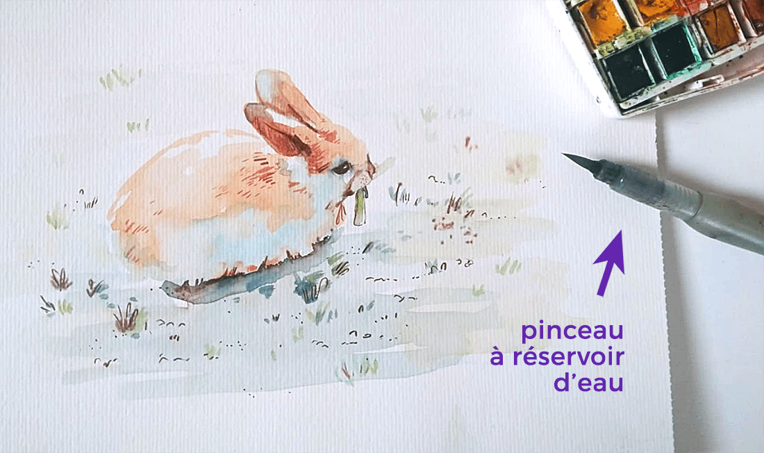 dessiner au pinceau sur carnet de croquis