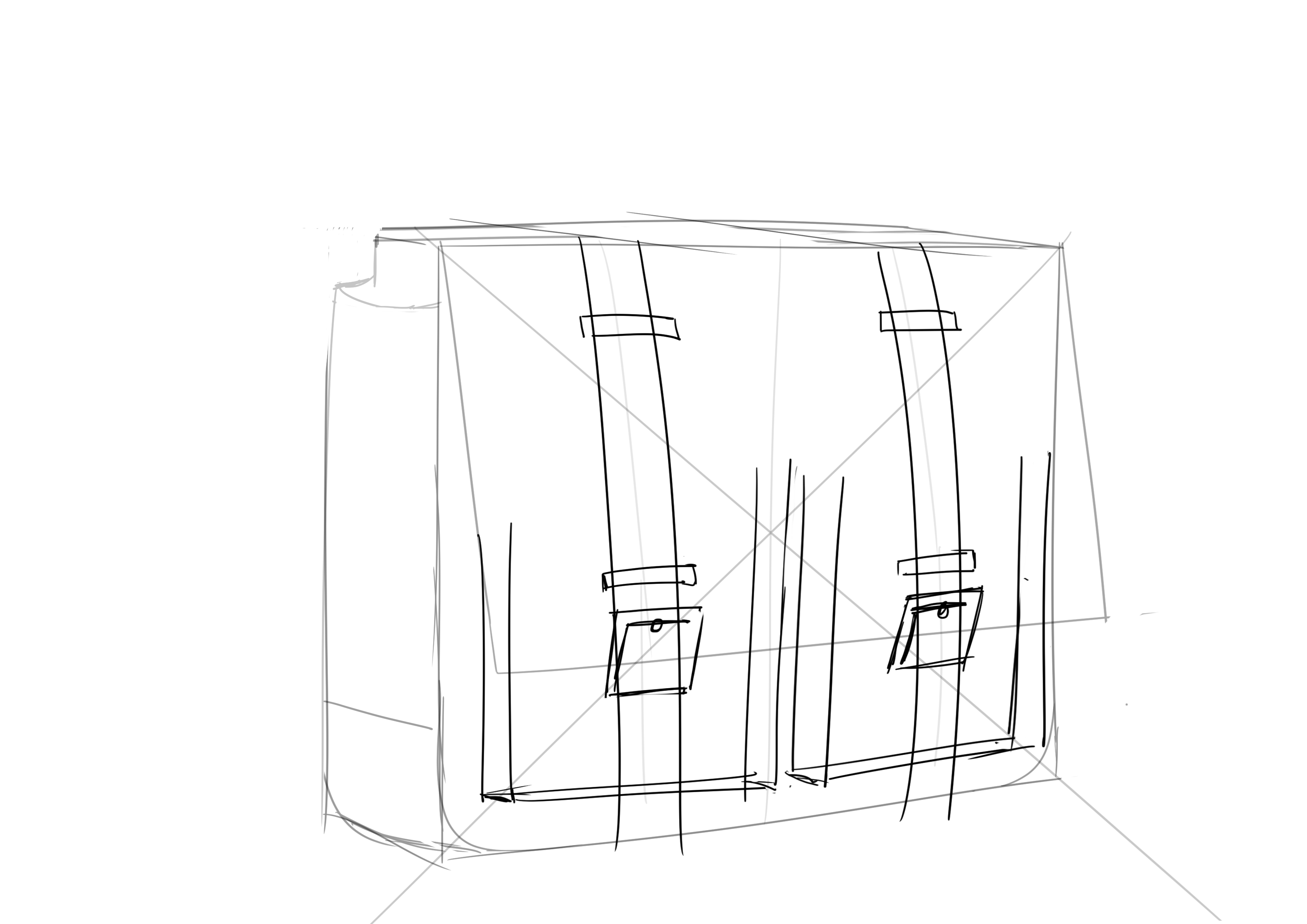 croquis des boucles de métal du cartable