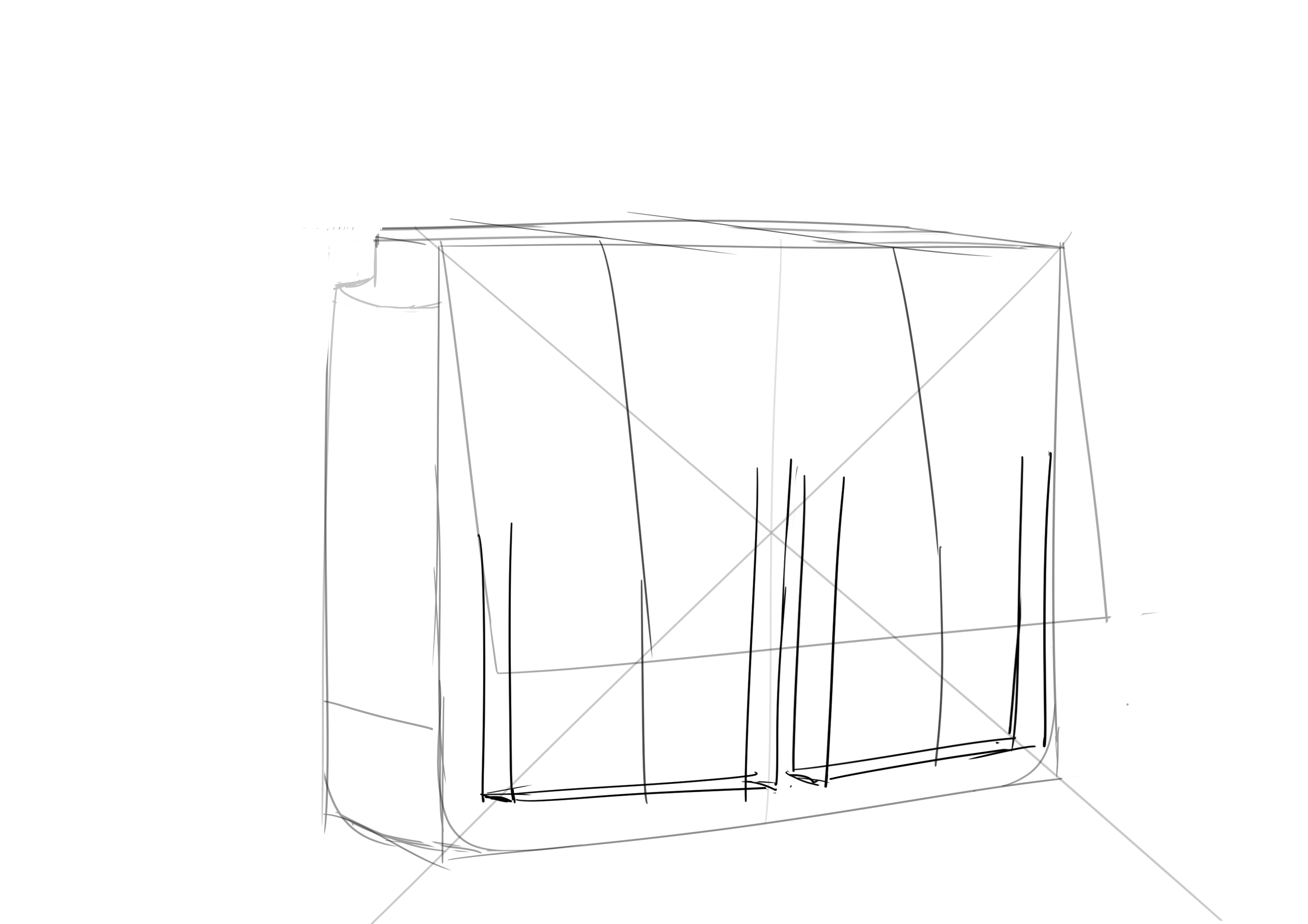 croquis des lanières du cartable