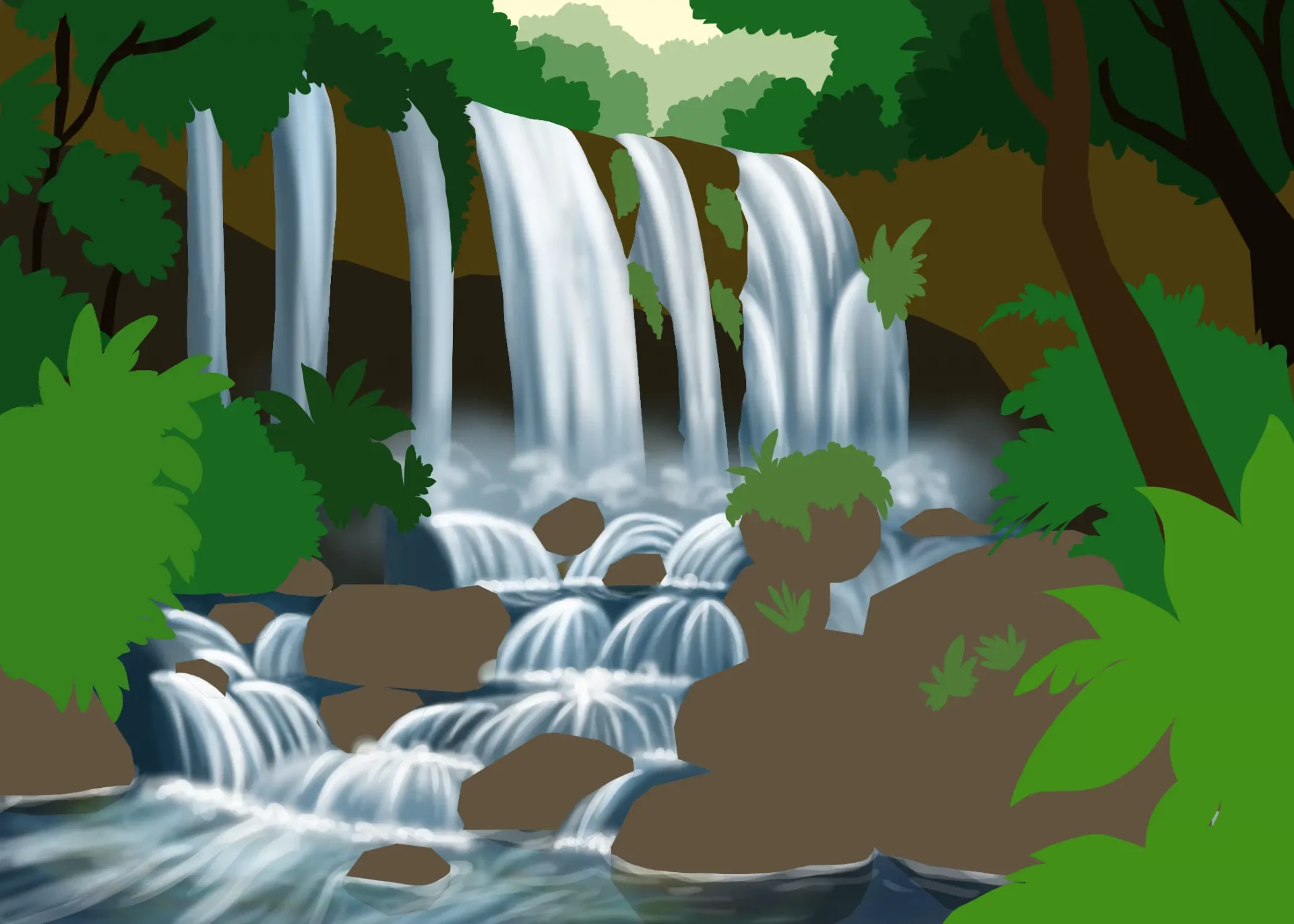 dessiner la chute d’une cascade