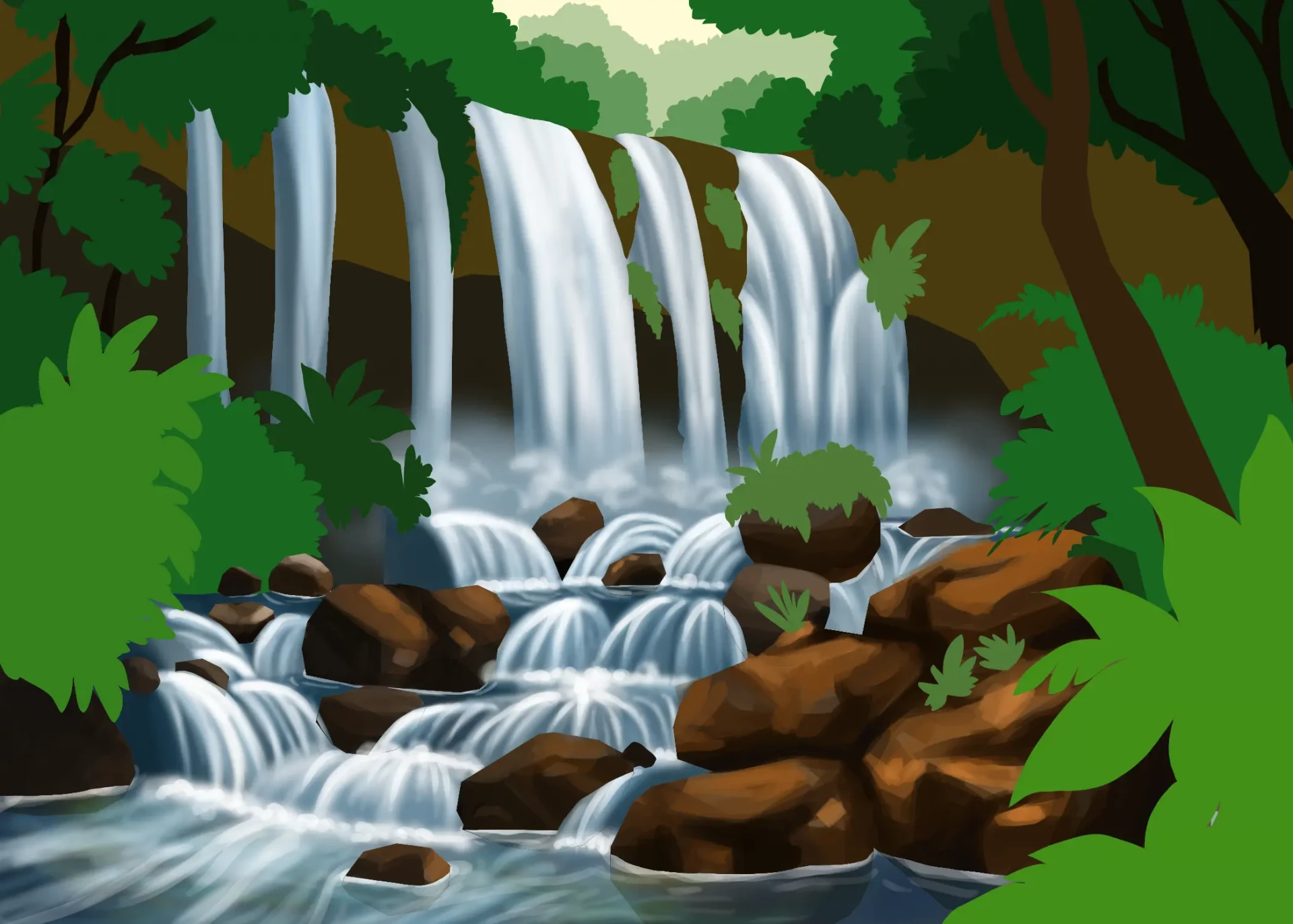 dessiner les couleurs d’une cascade