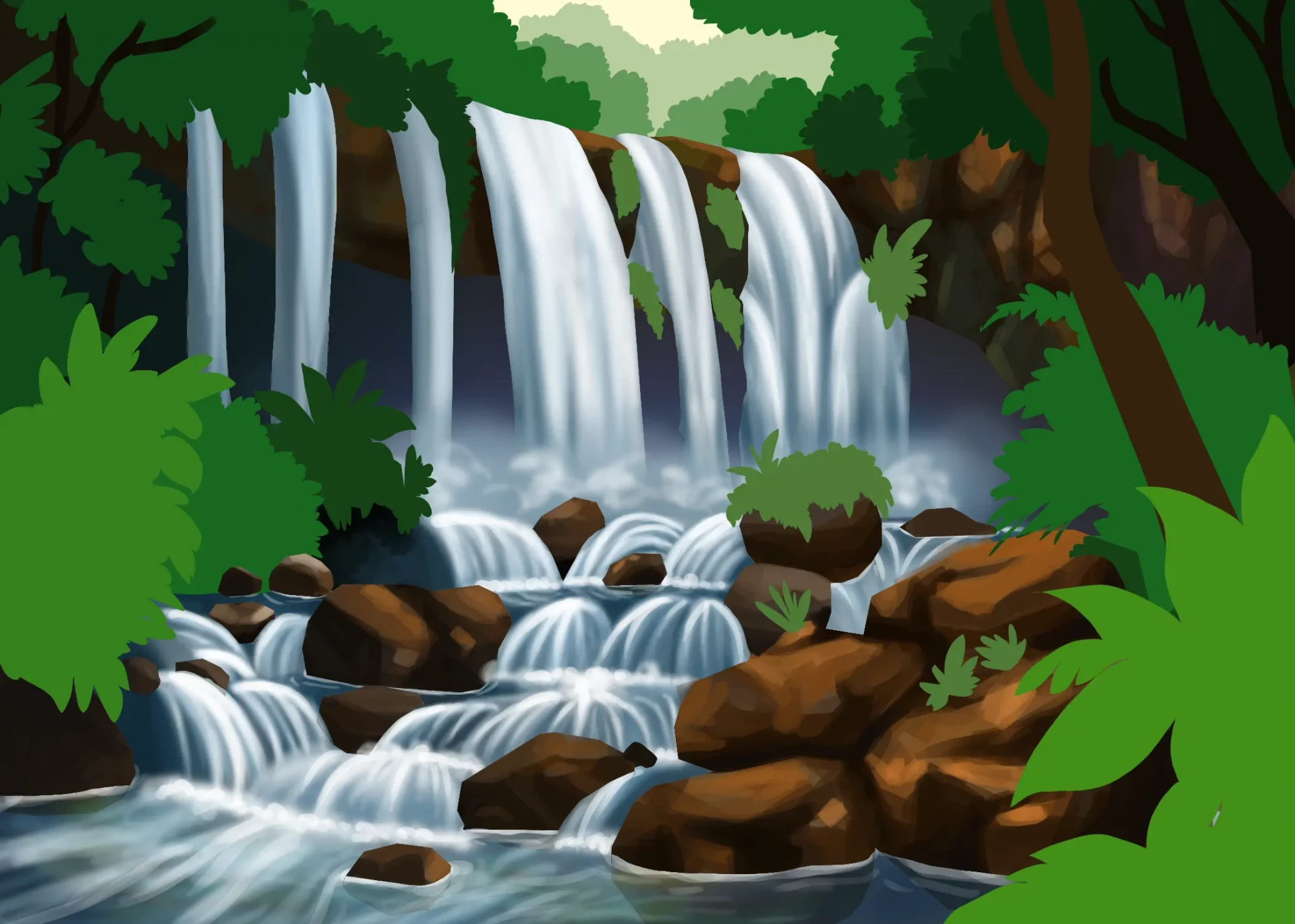 dessiner les détails d’une cascade