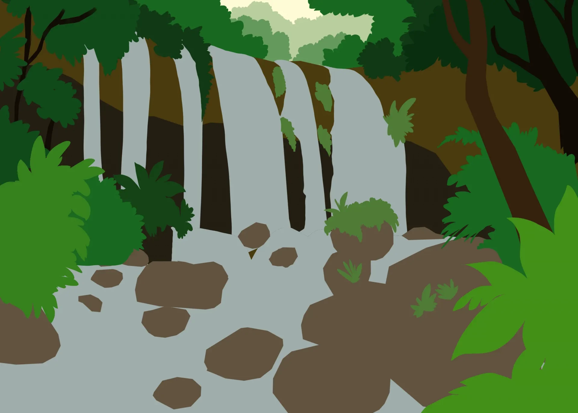 dessiner le premier plan d’une cascade