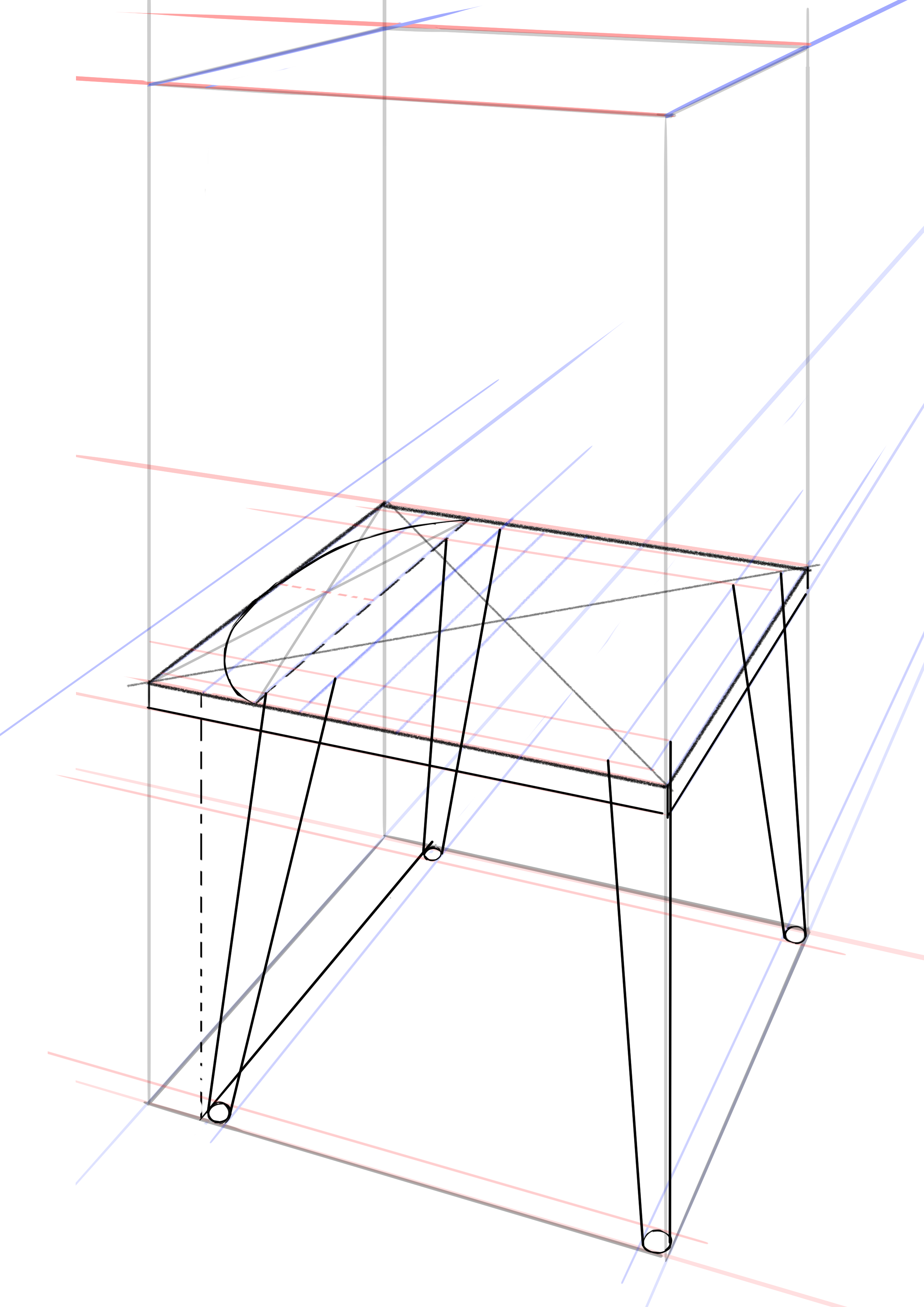 arrondir l’assise de la chaise sur le dessin 2