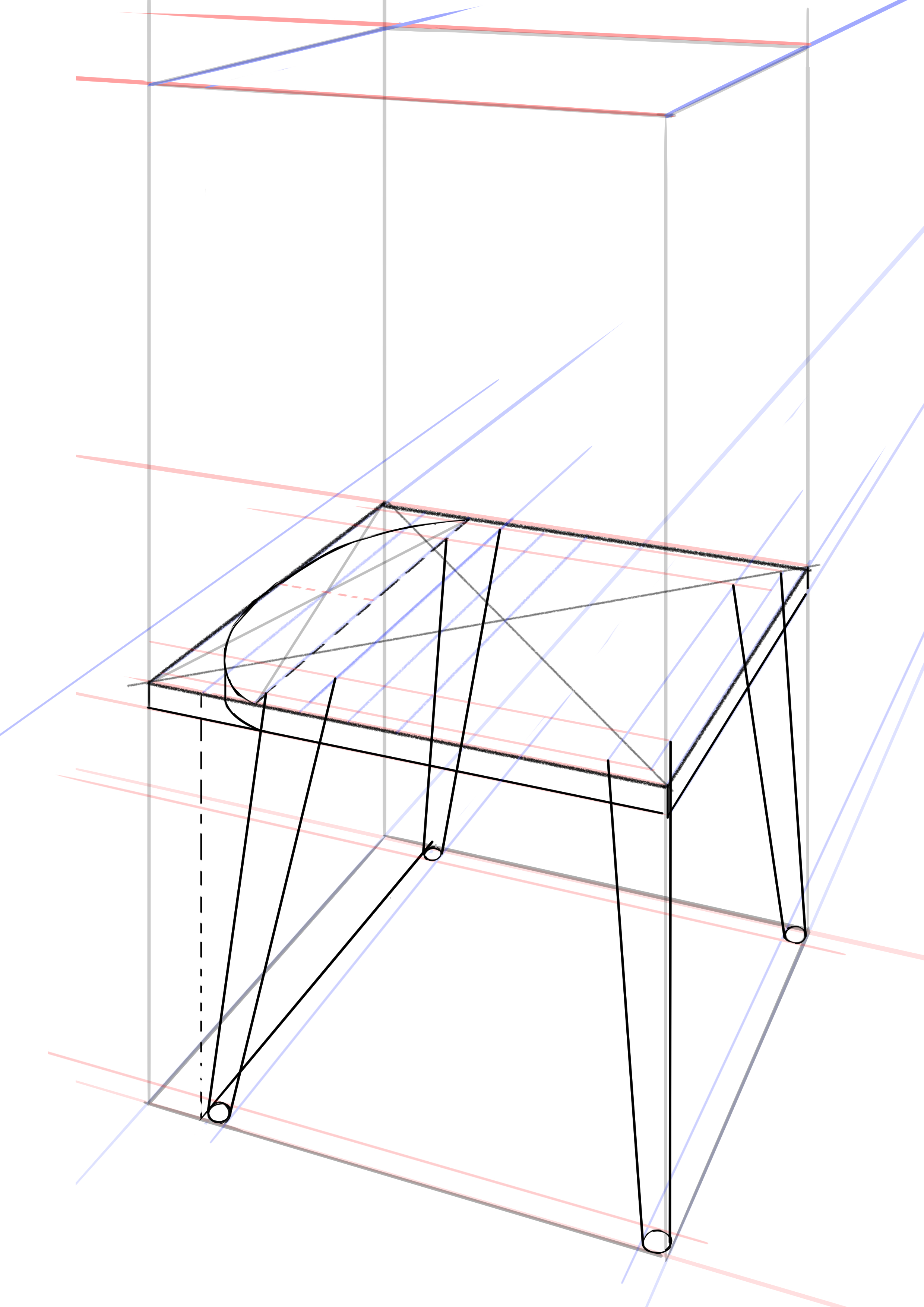 arrondir l’assise de la chaise sur le dessin 3