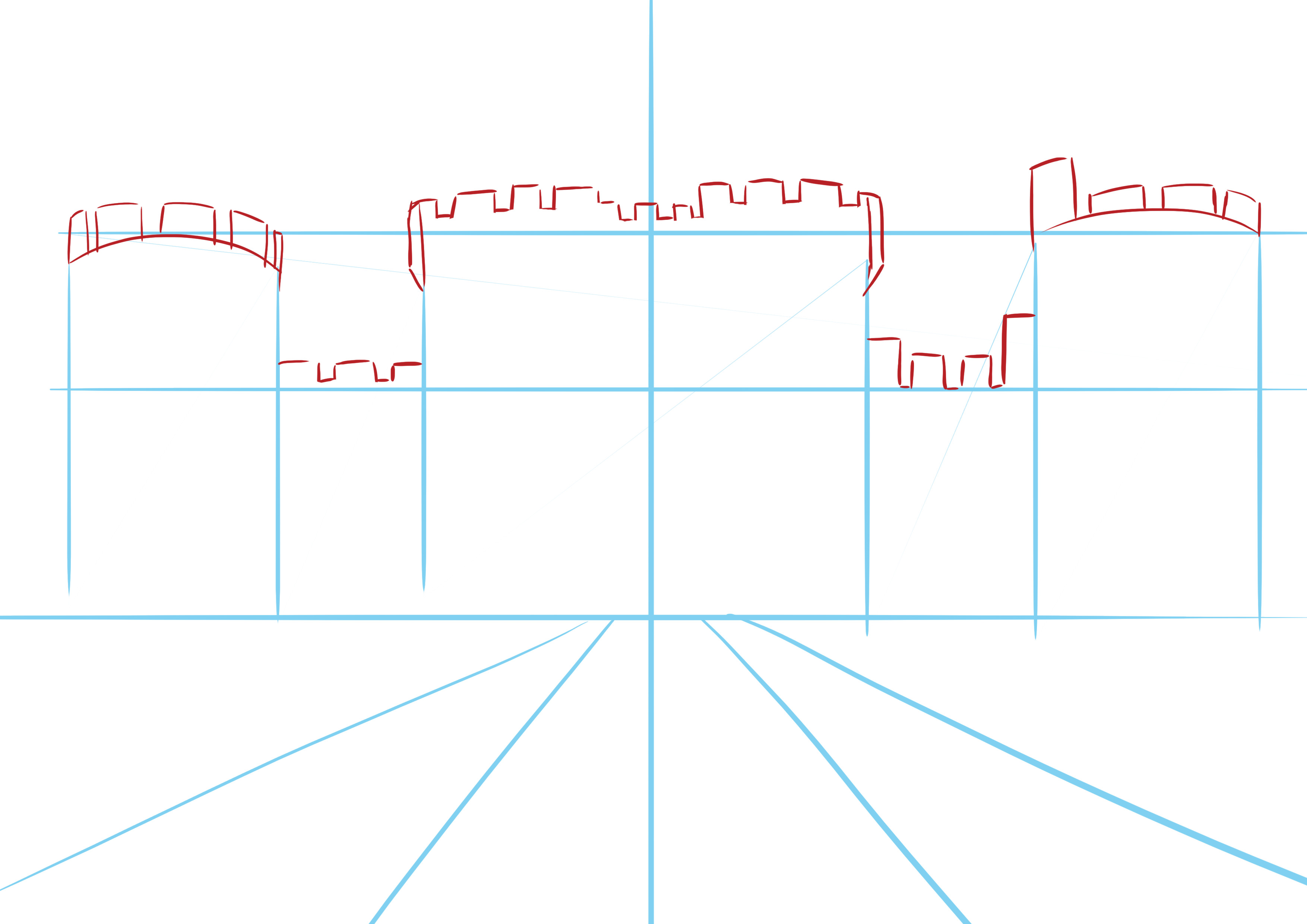 dessiner les remparts du château fort