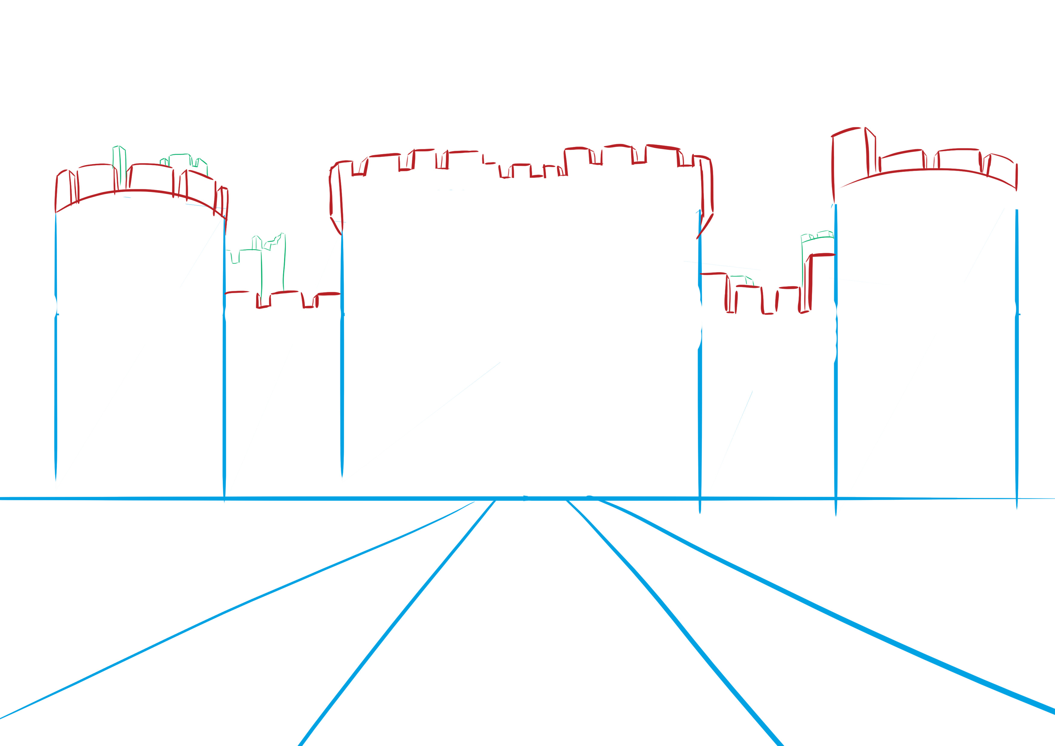 dessiner les tours du château fort