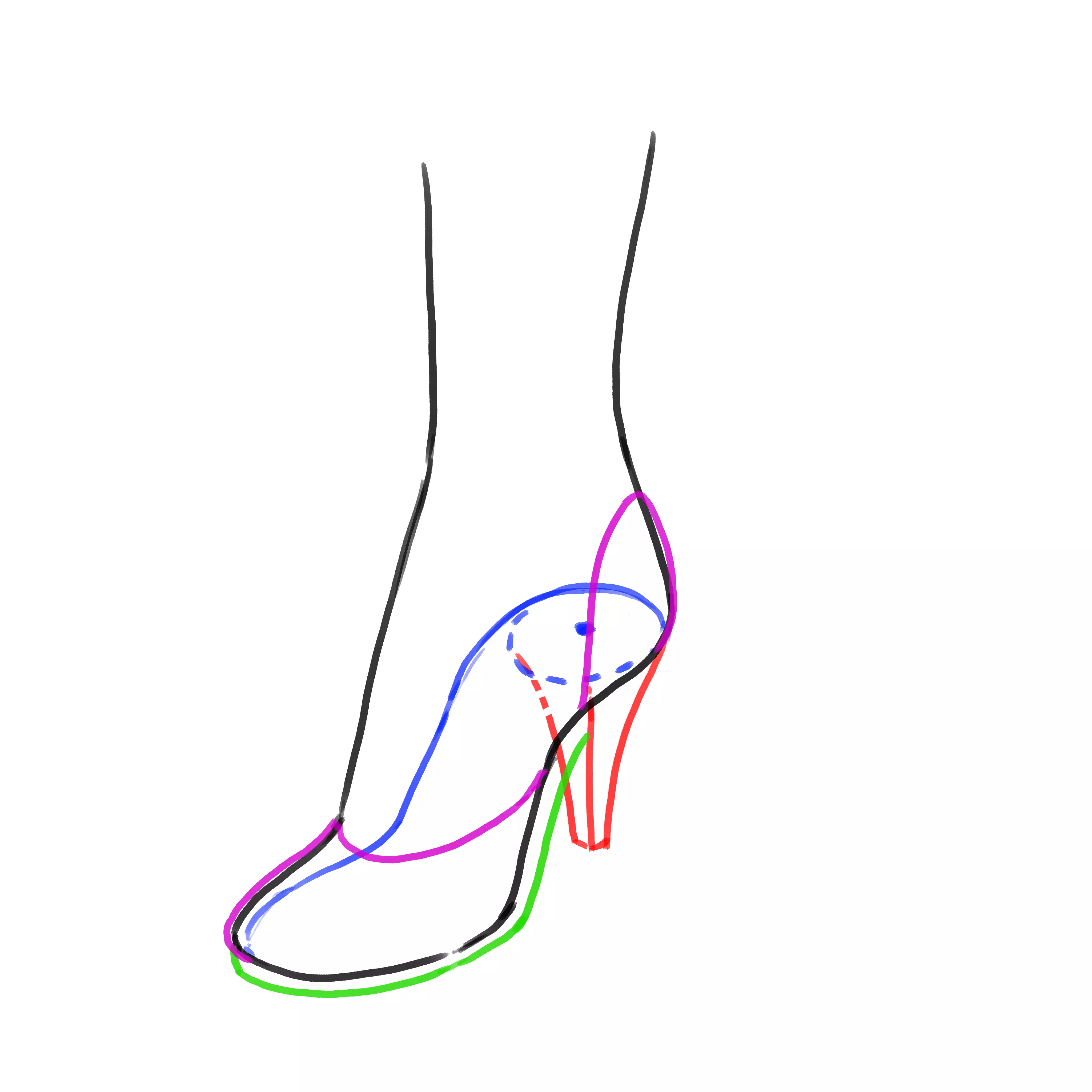 dessin de la forme des escarpins