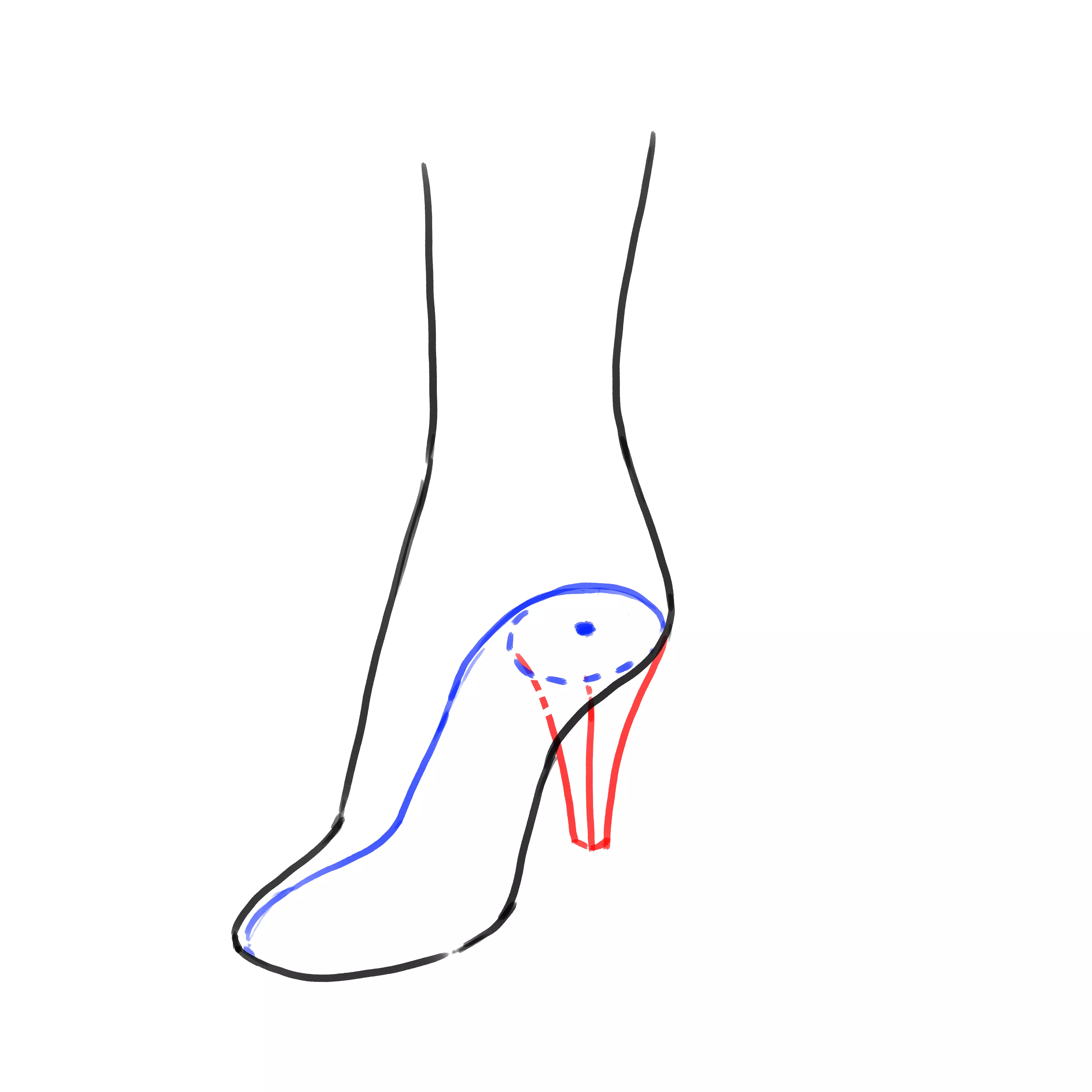 dessin du talon des escarpins