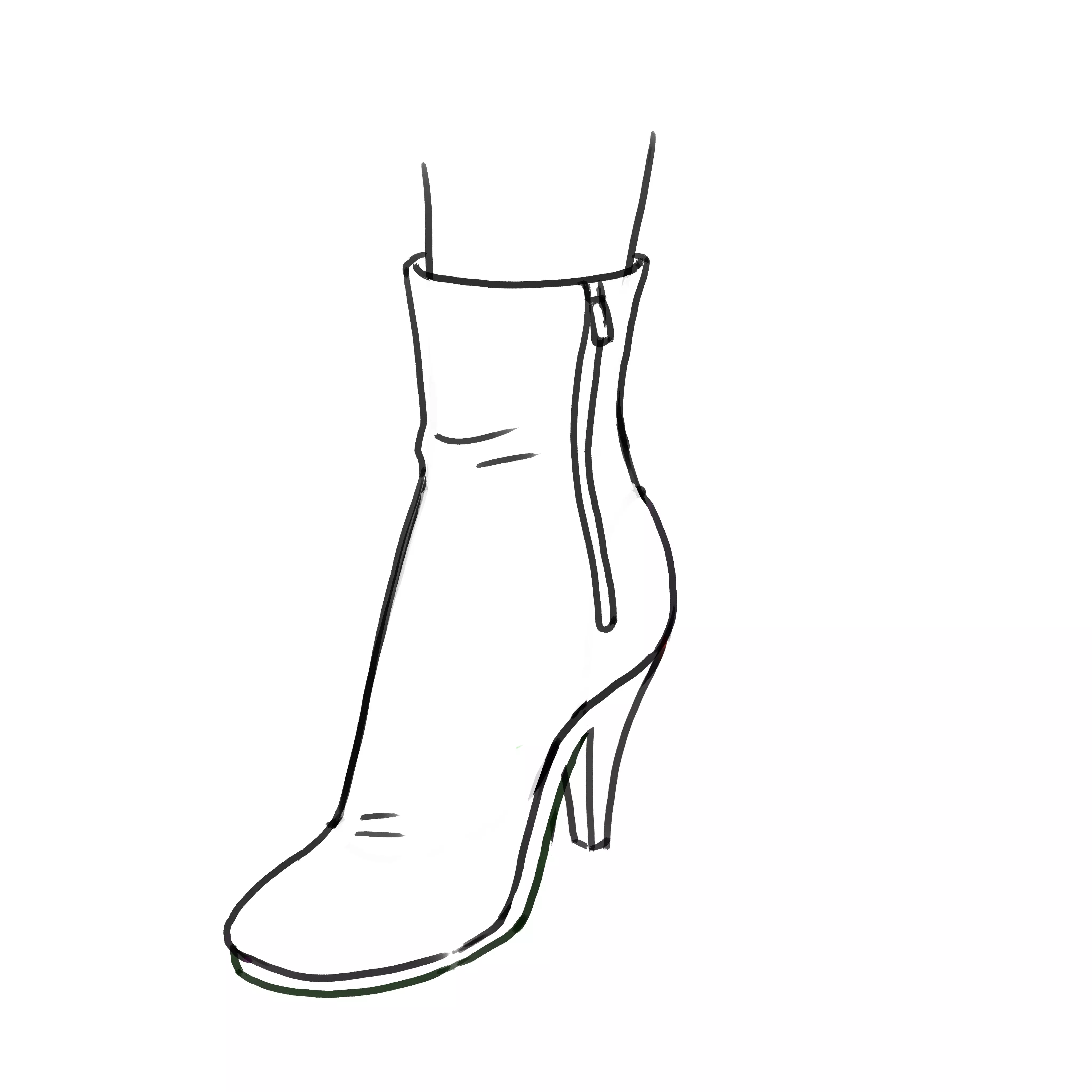 dessin d’une bottine à talon
