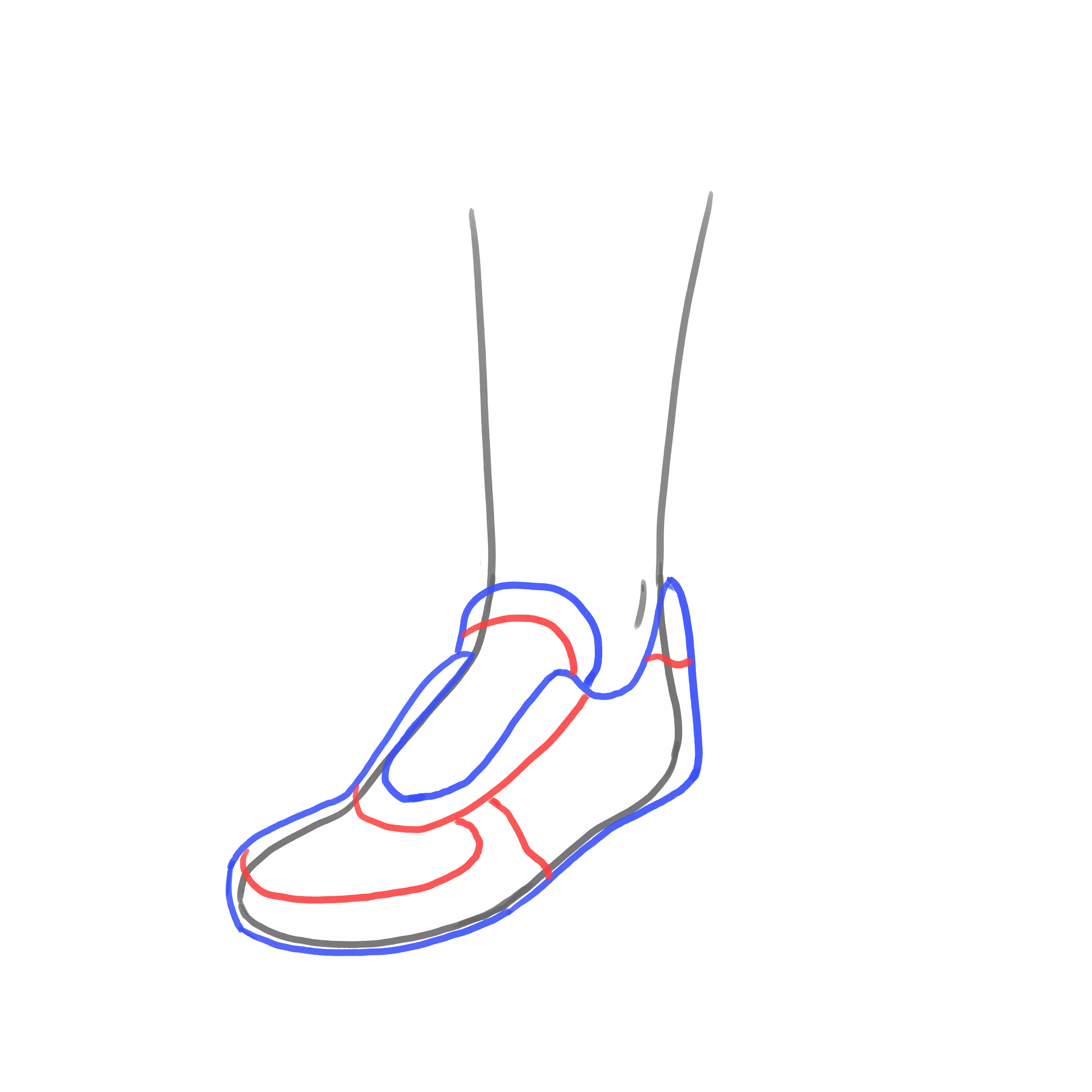 dessin des coutures d’une basket