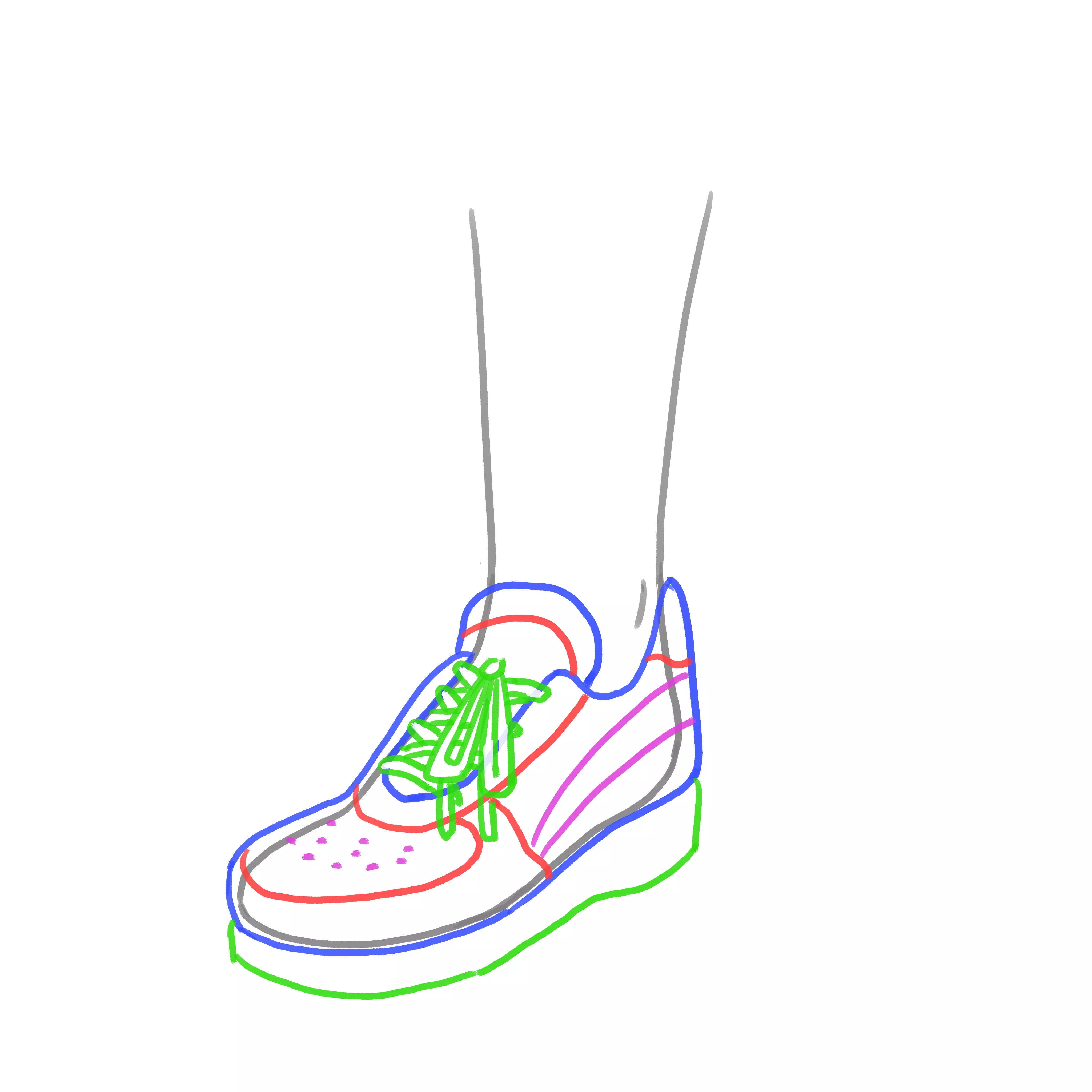 dessin des détails d’une basket