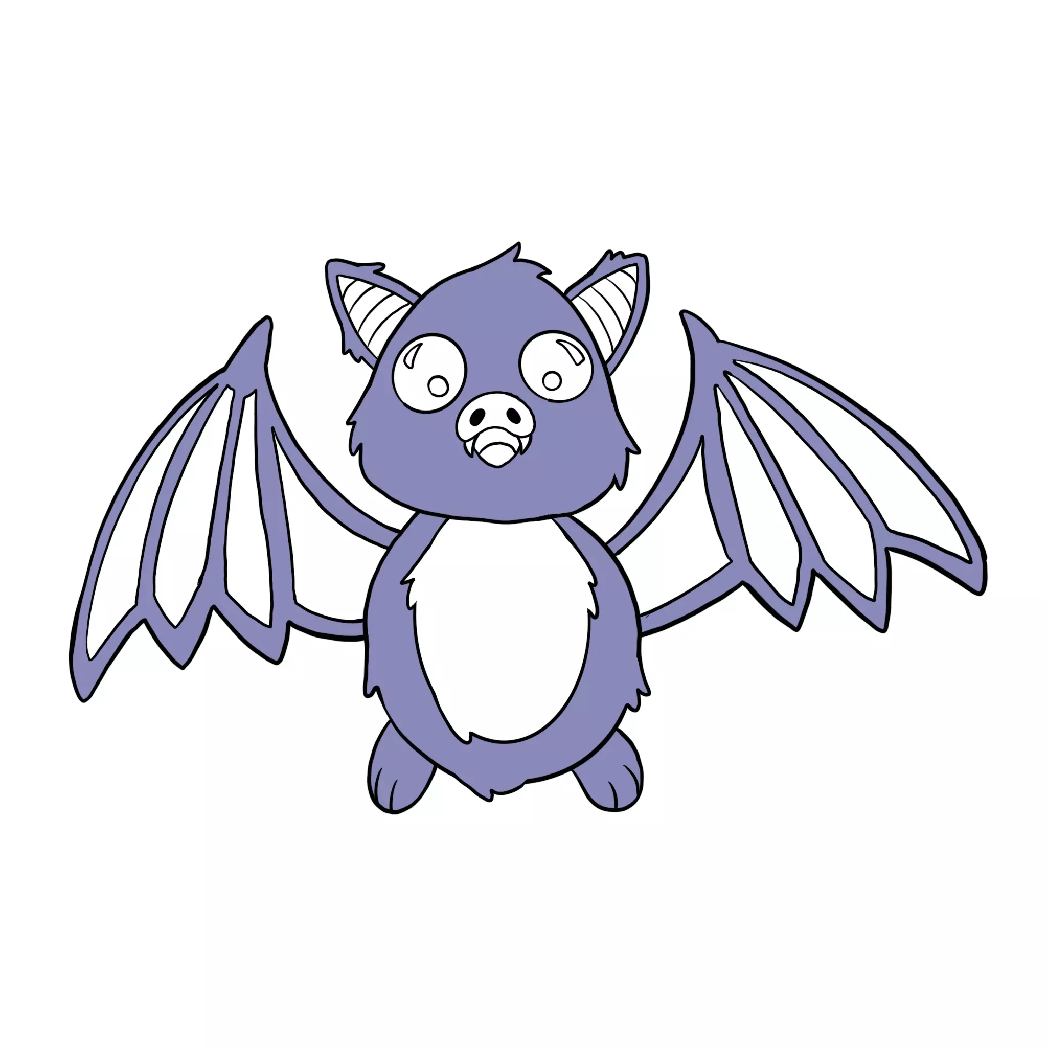 dessin en couleur d’une chauve-souris kawaii