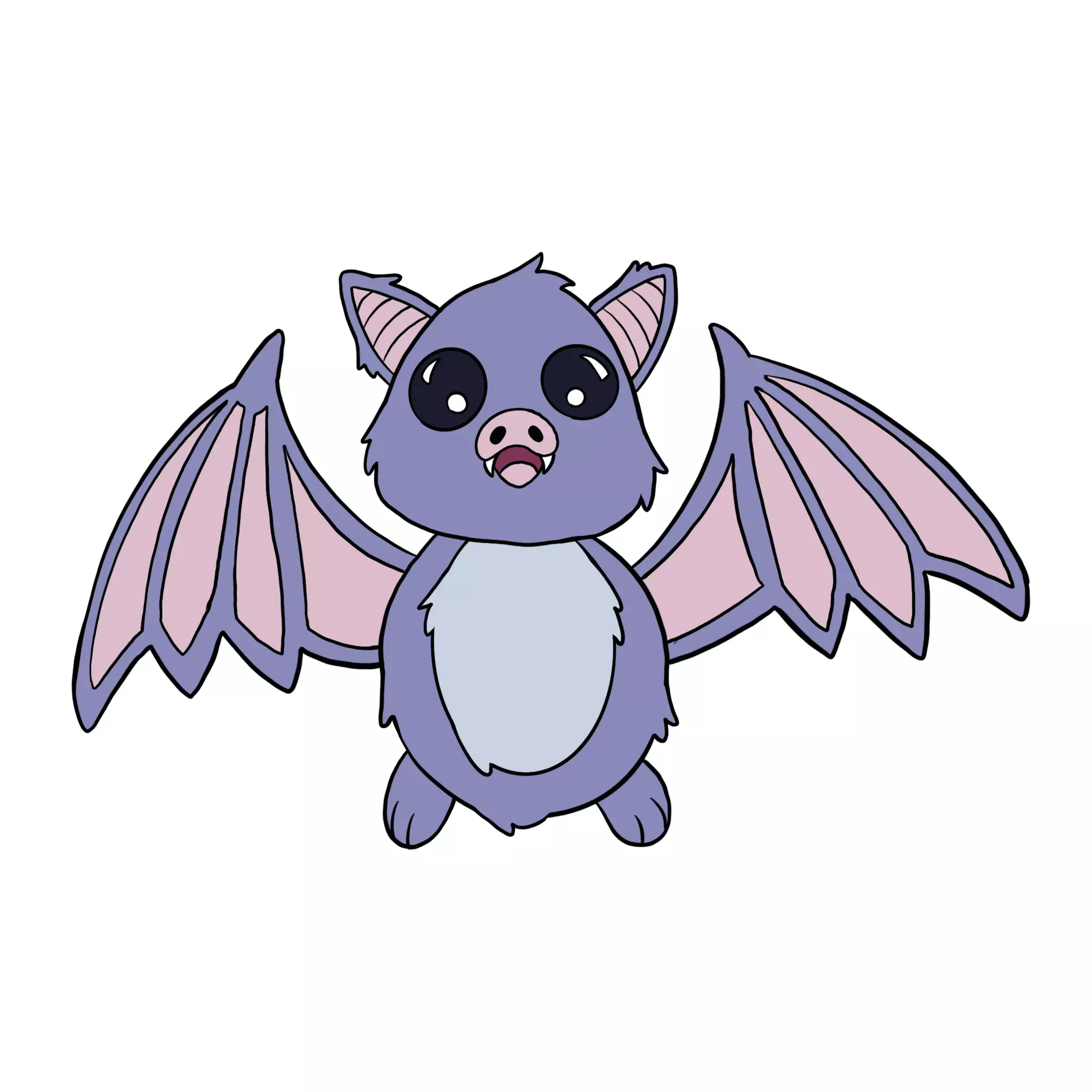 dessin des détails d’une chauve-souris kawaii