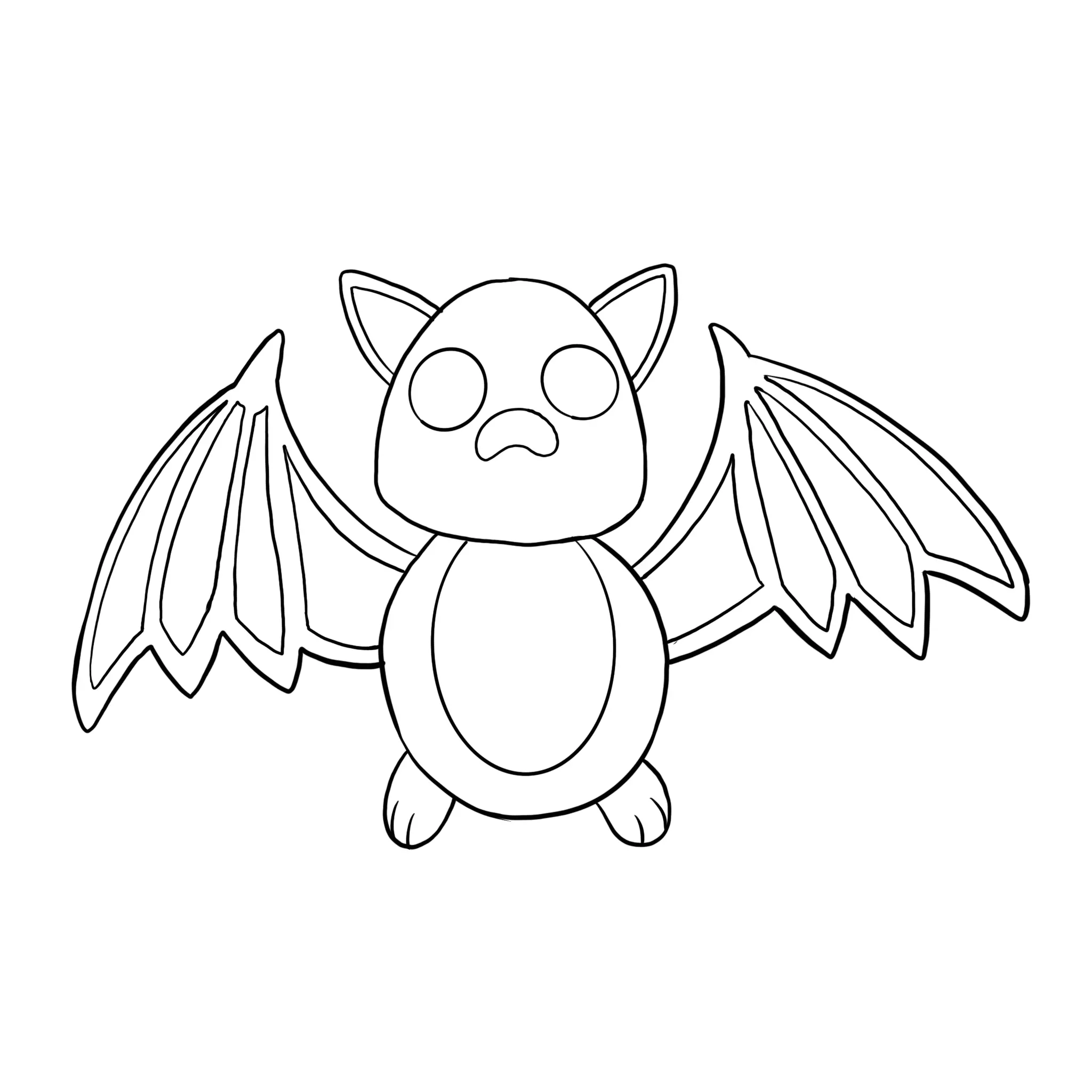 dessin de la partie intérieure des ailes d’une chauve-souris kawaii