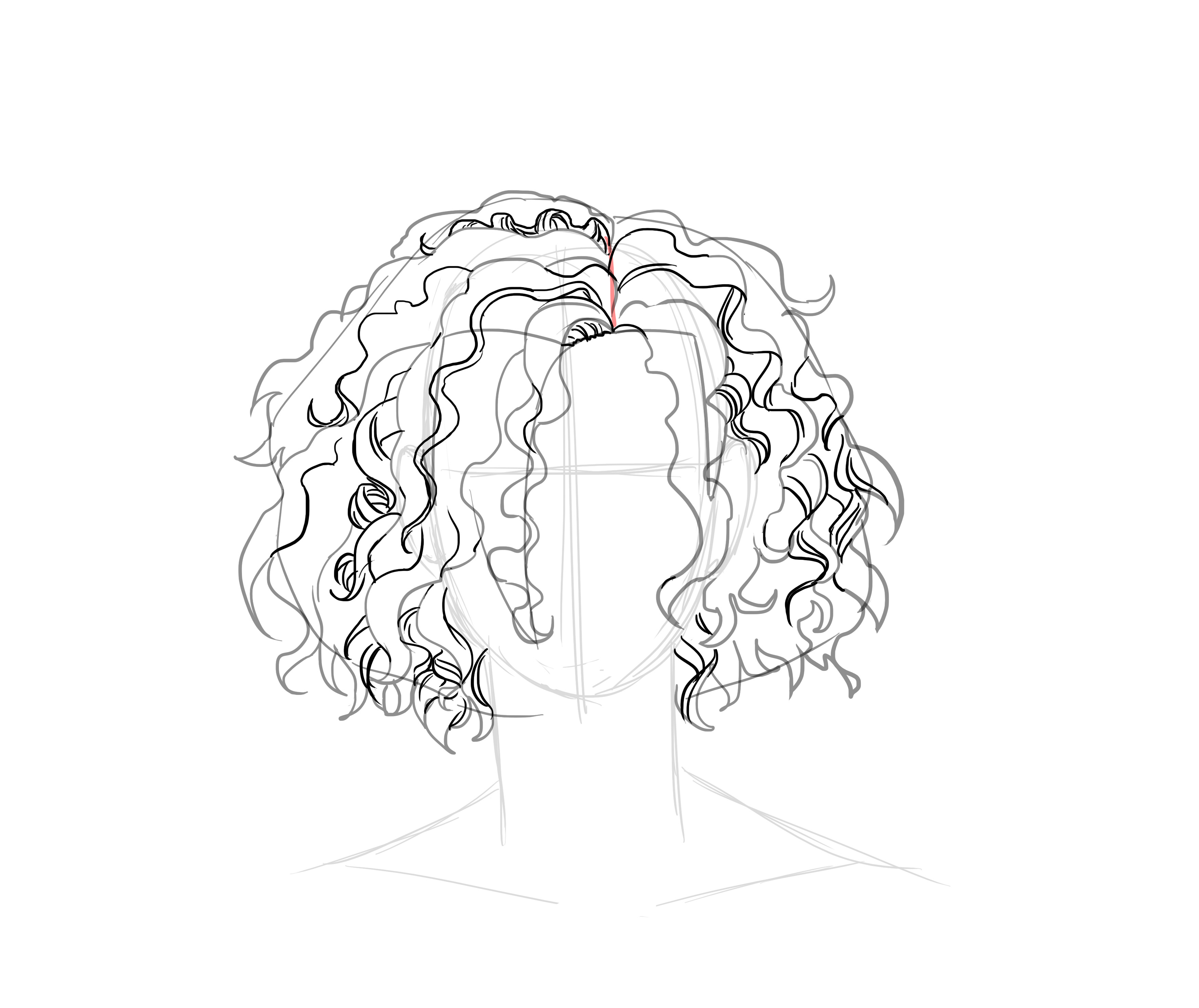 dessiner les détails des cheveux courts et bouclés