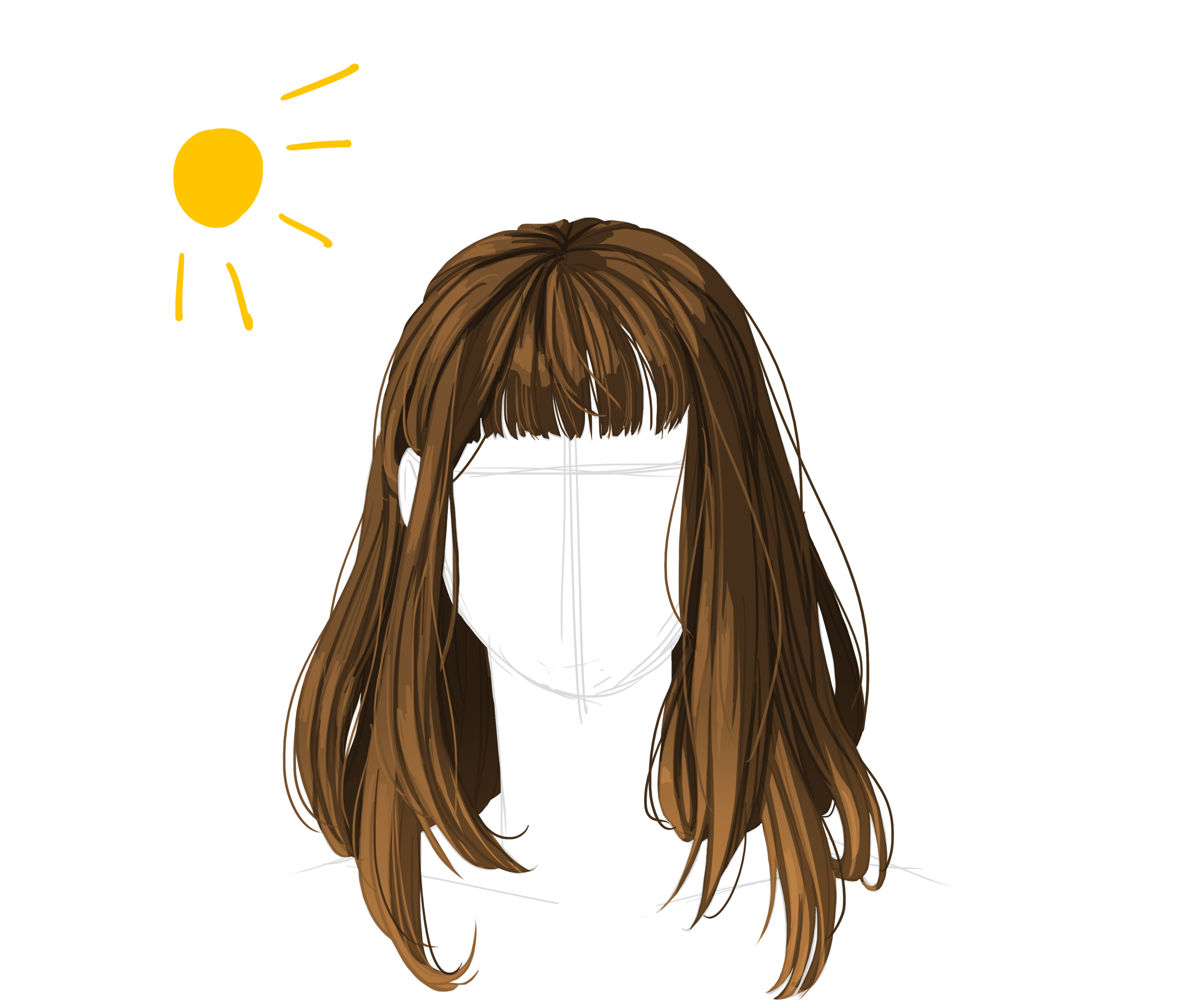 dessin final en couleur de cheveux lisses