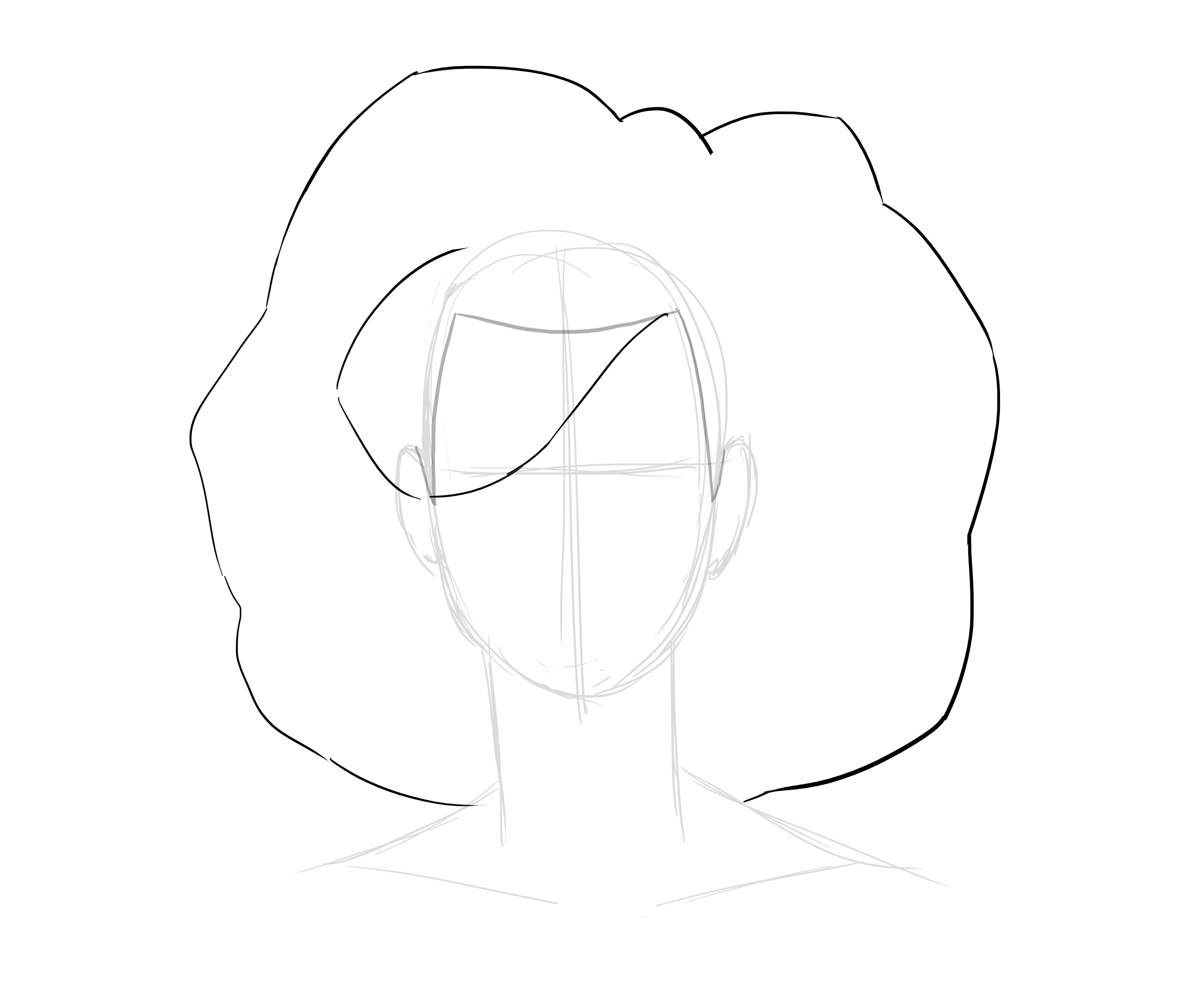 dessiner les mèches des cheveux moyens et crépus