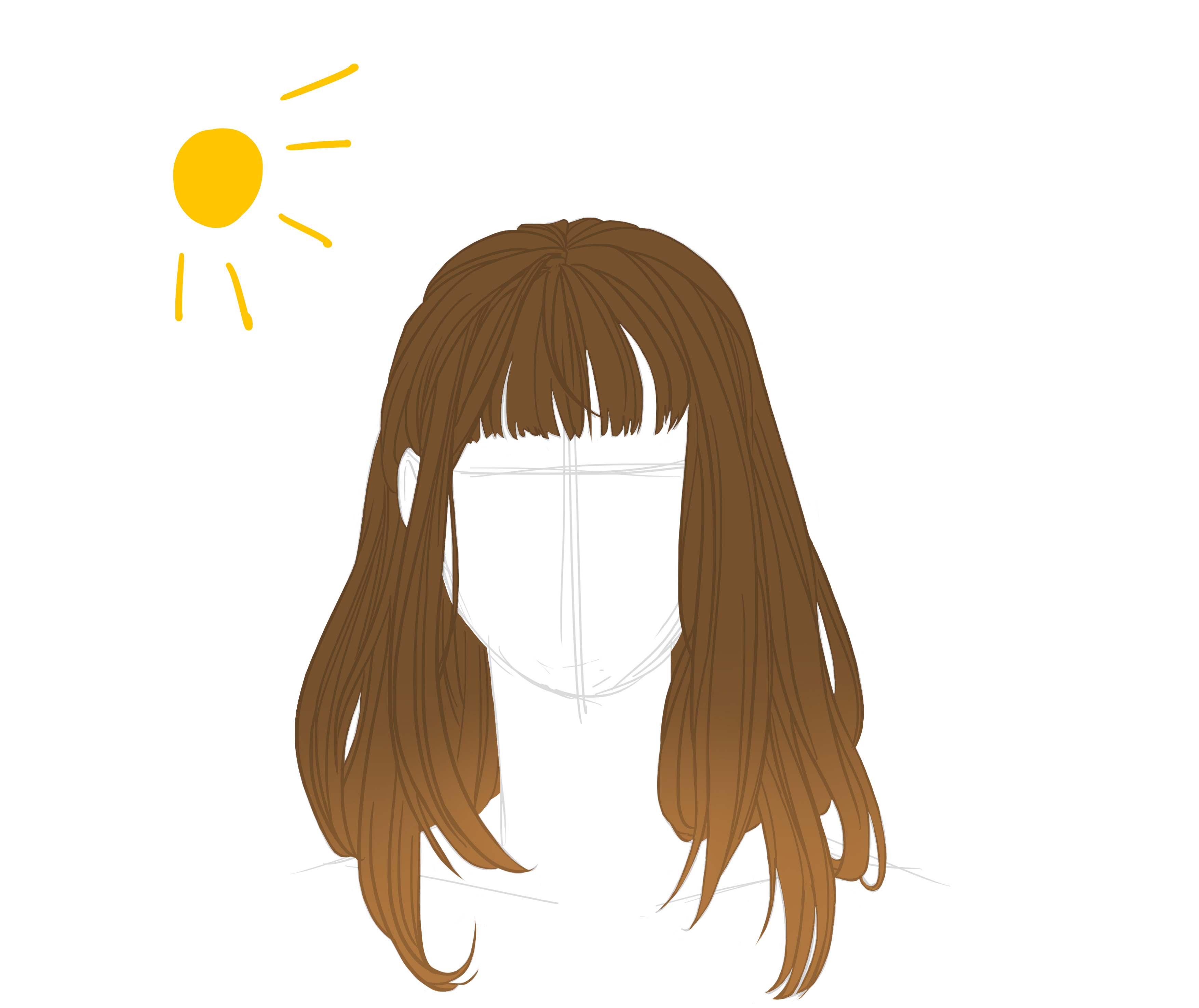 appliquer la lumière au dessin de cheveux lisses