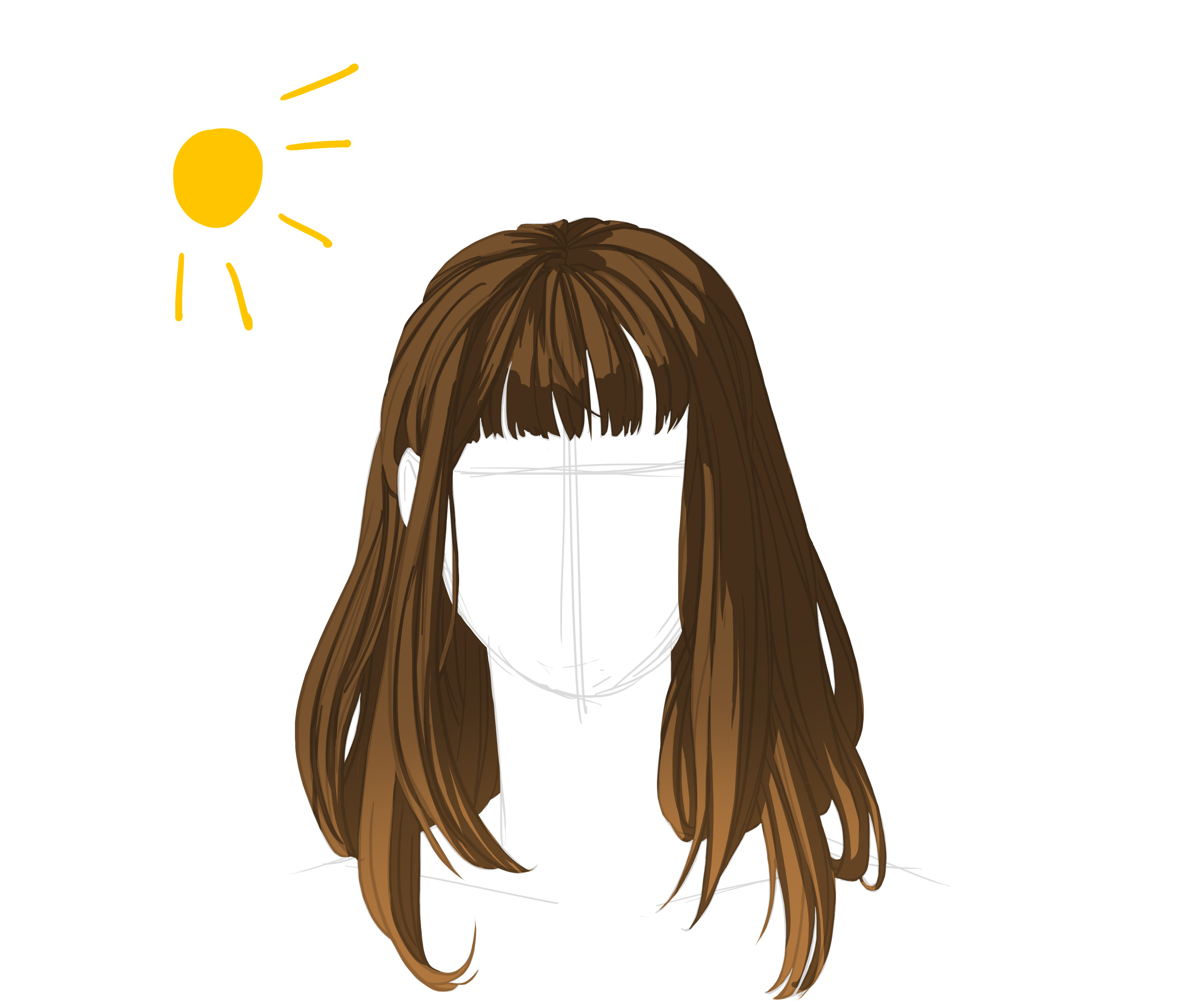 appliquer les ombres au dessin de cheveux lisses
