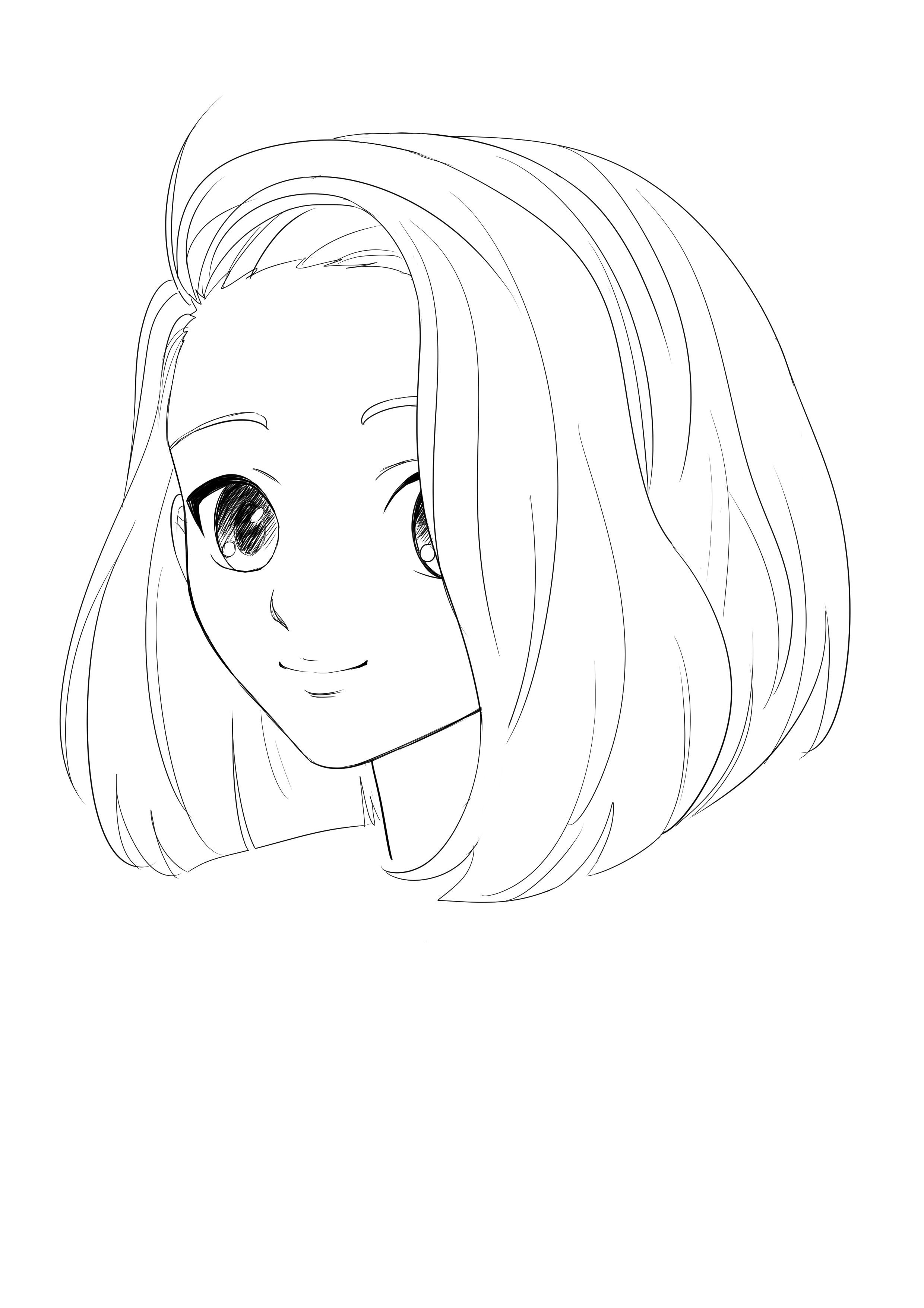 dessiner des cheveux de fille manga courts avec mèches