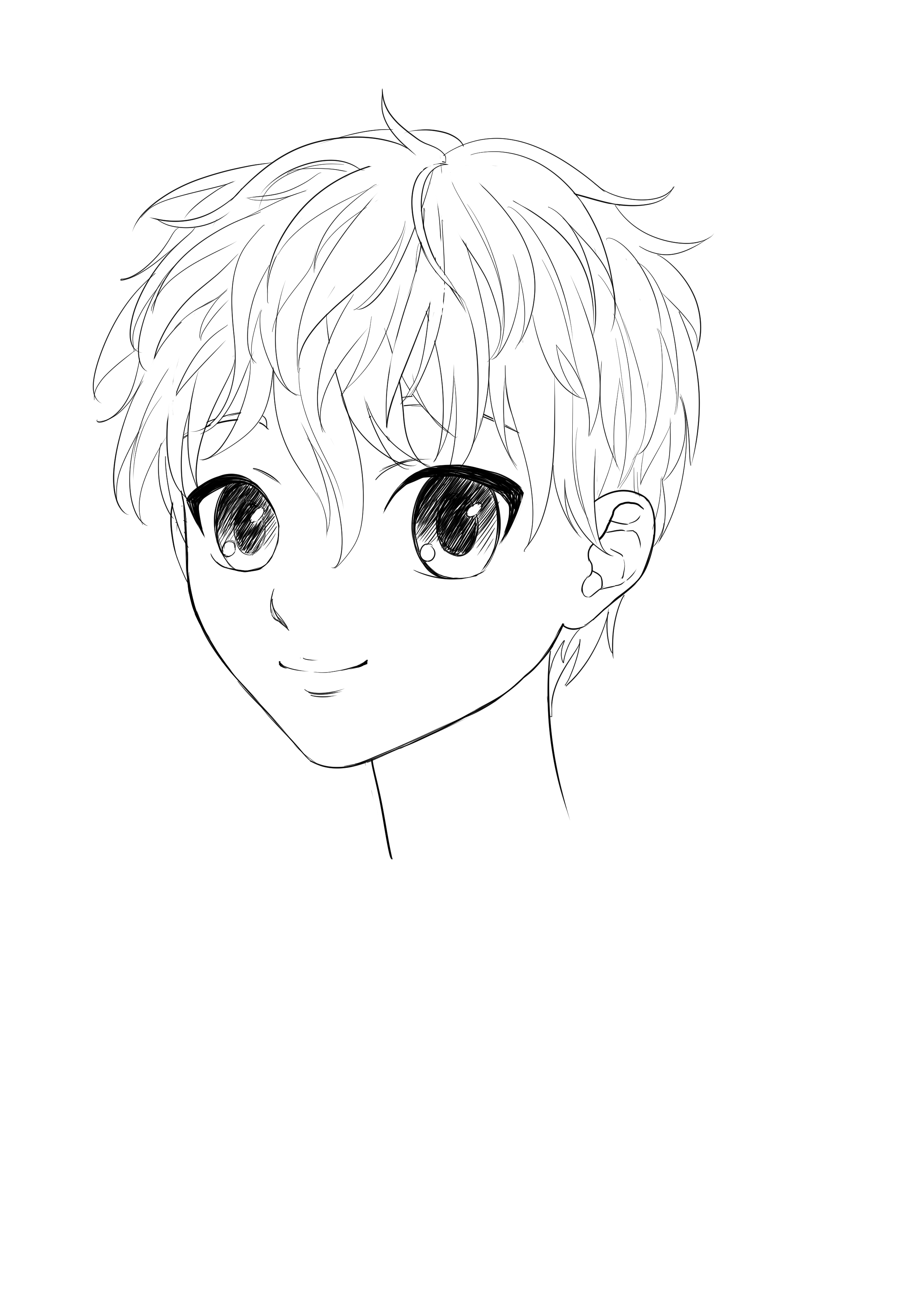 dessiner des cheveux de garçon manga courts et frisés 1