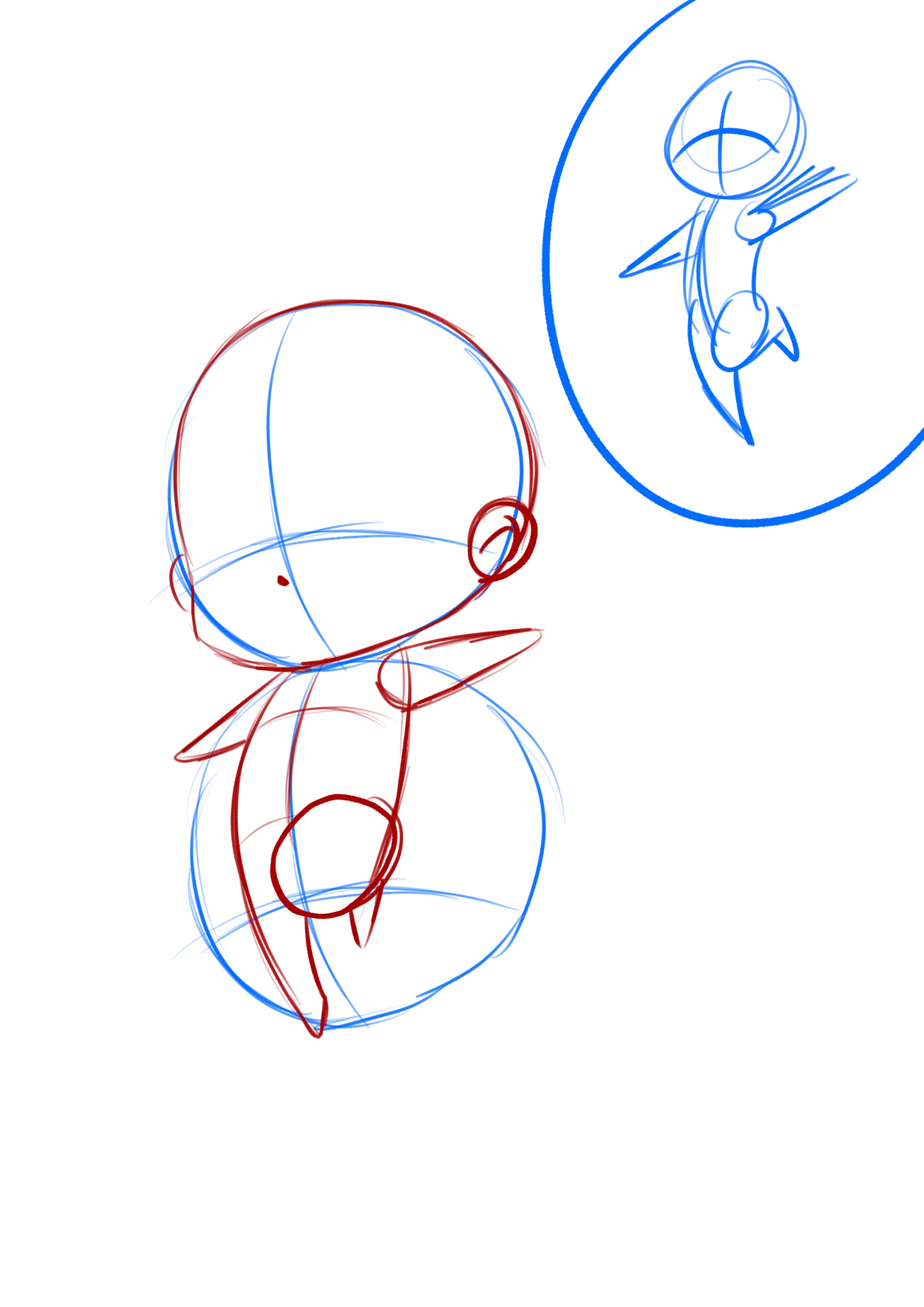 croquis des oreilles et le nez du dessin chibi