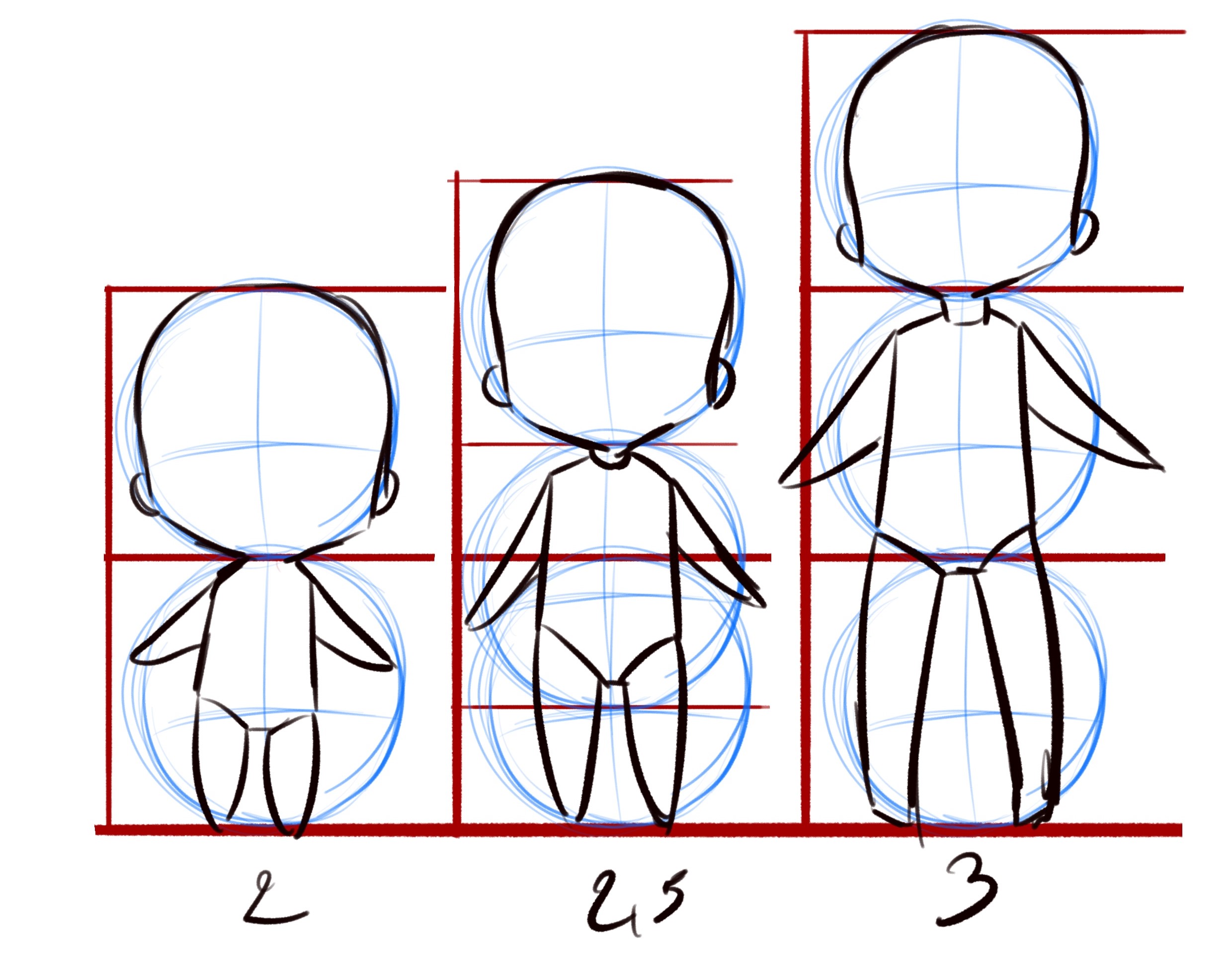 croquis de la proportion du dessin chibi 2