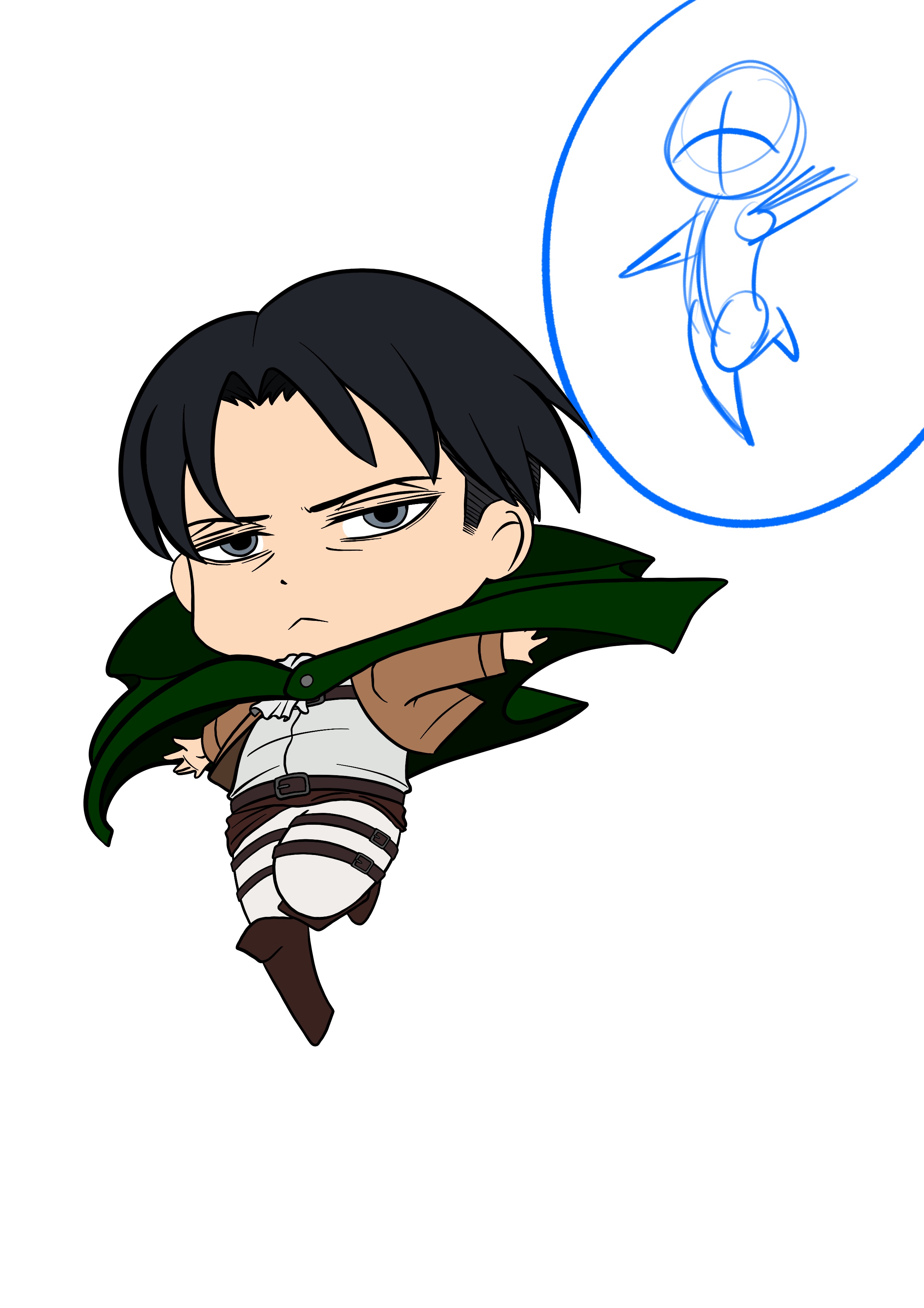 dessiner levi ackerman en chibi et en couleur