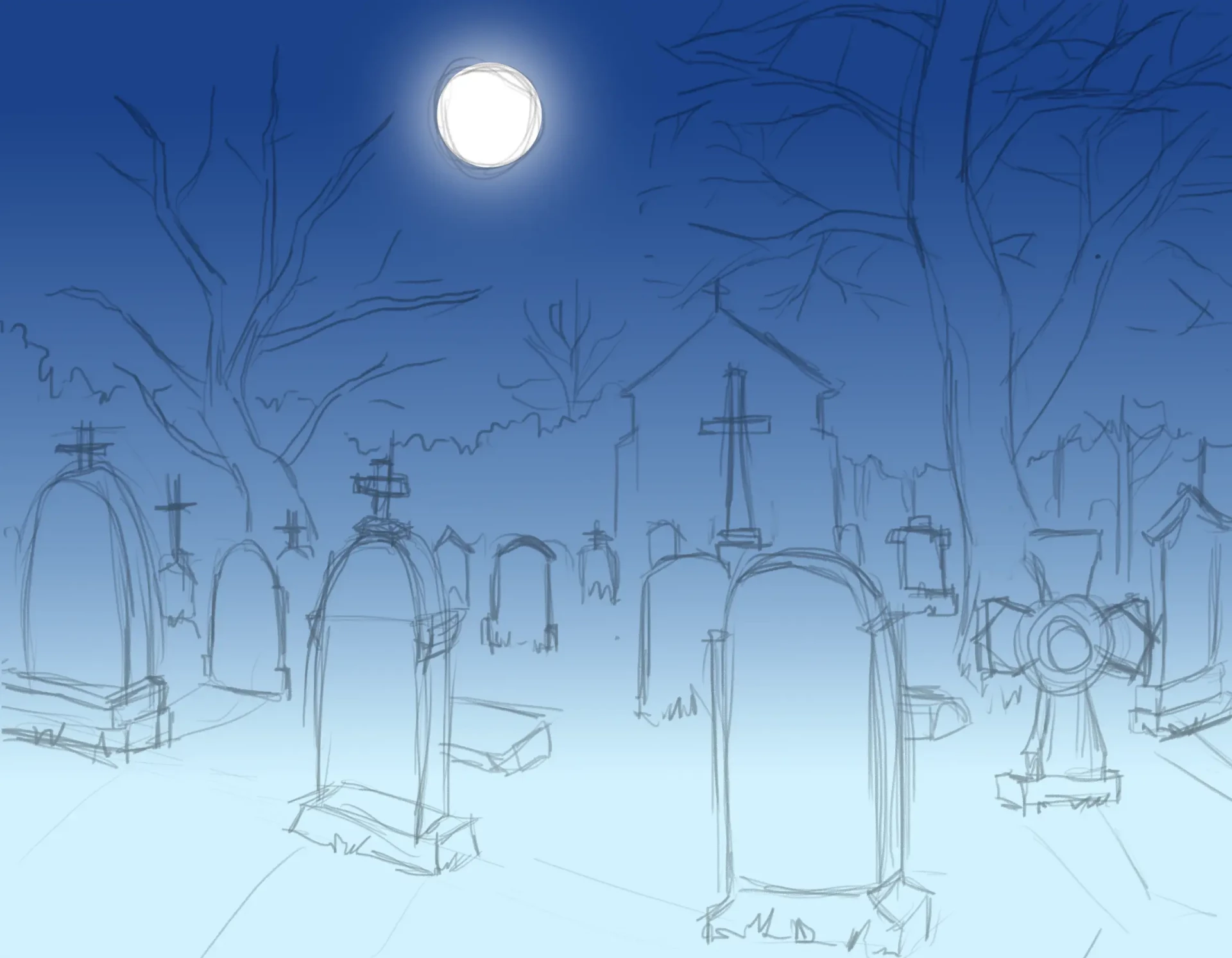 dibujar los colores de un cementerio