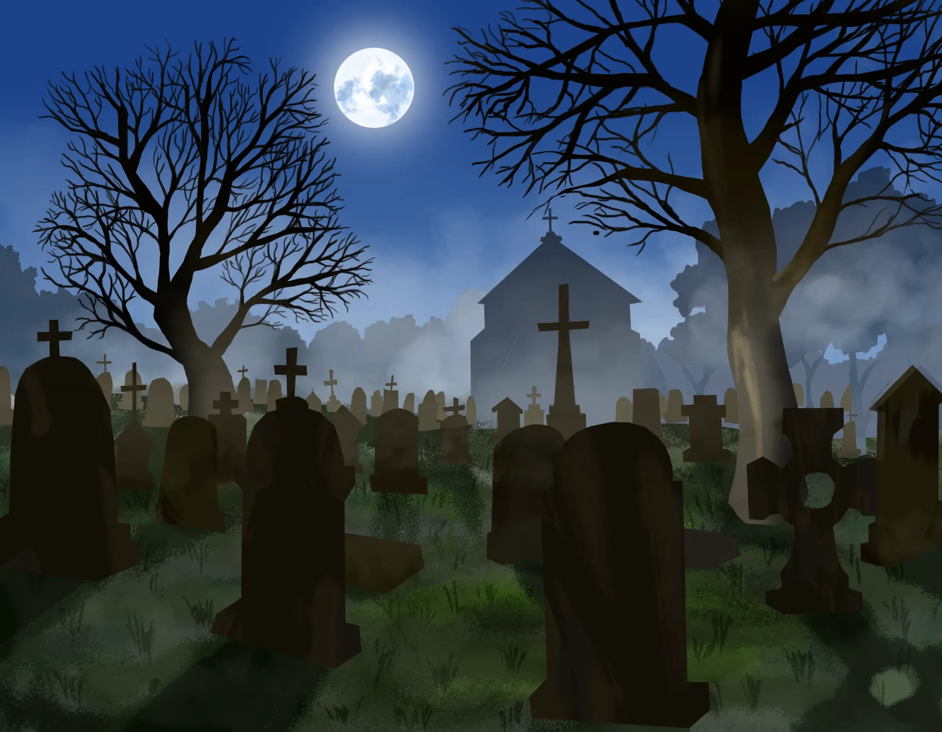 dibujar las sombras de un cementerio