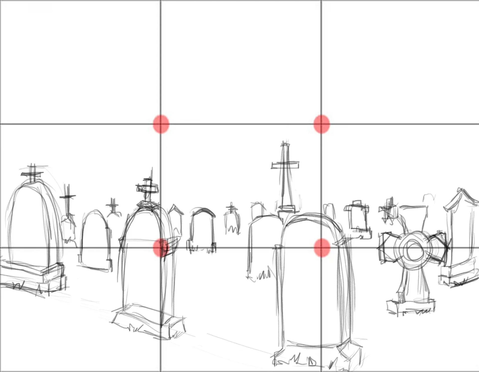 dibujar las lápidas de un cementerio