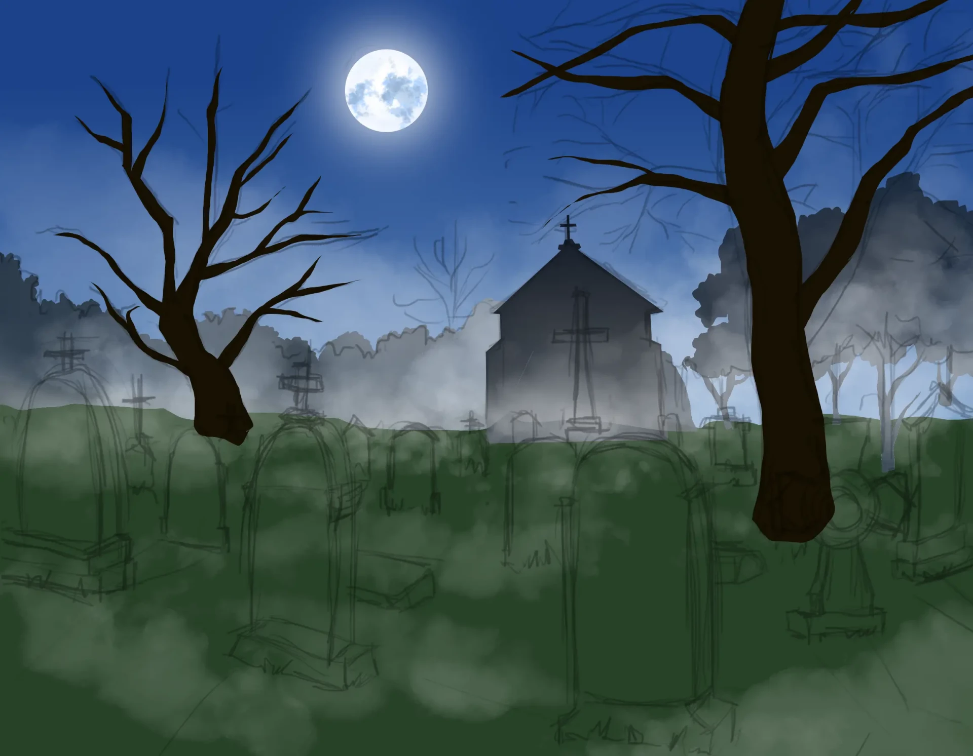dibujar la profundidad de un cementerio