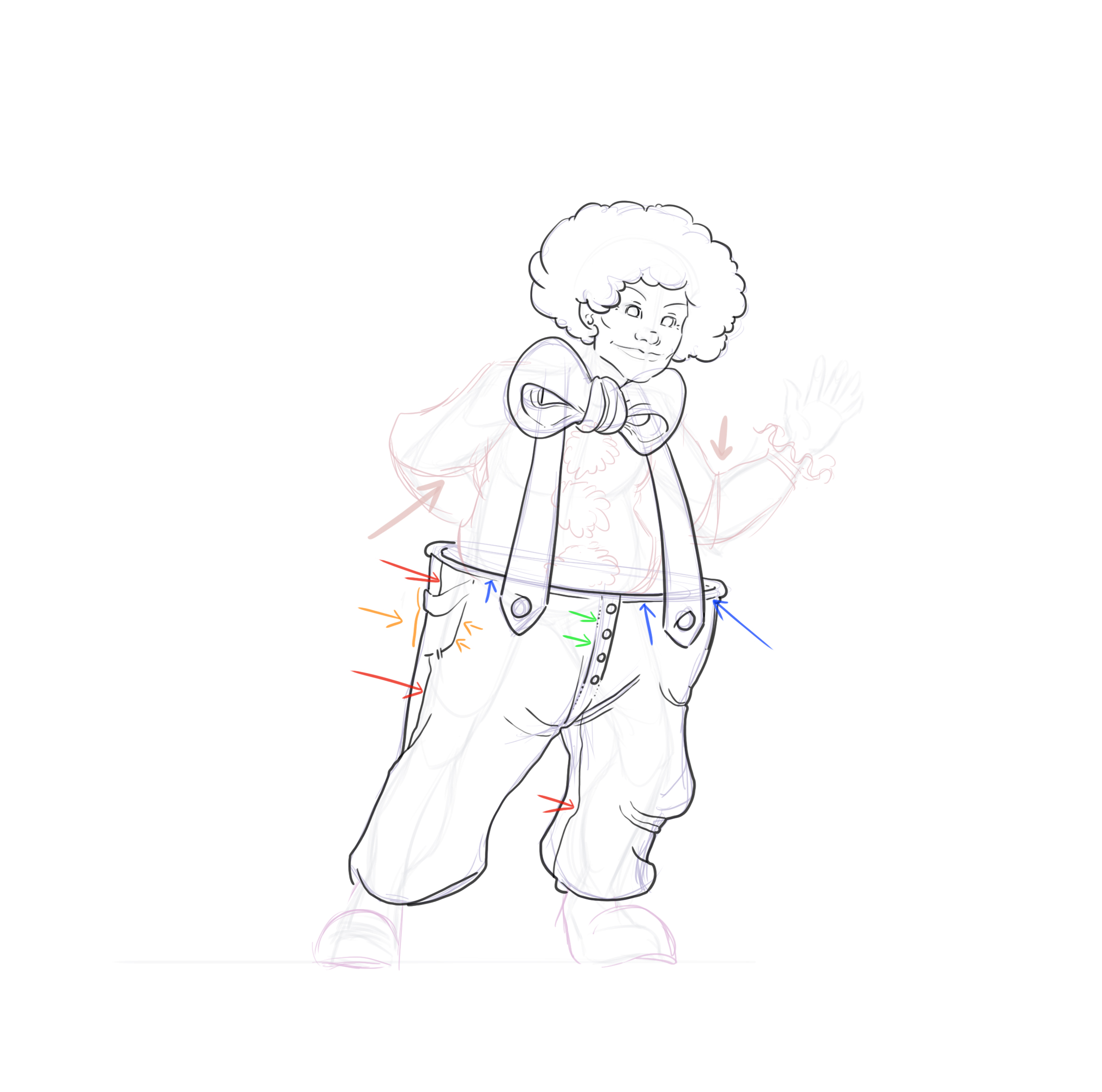 dessiner les détails du pantalon du clown