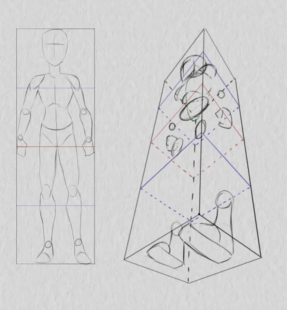 dessiner le corps d’un personnage en contre-plongée