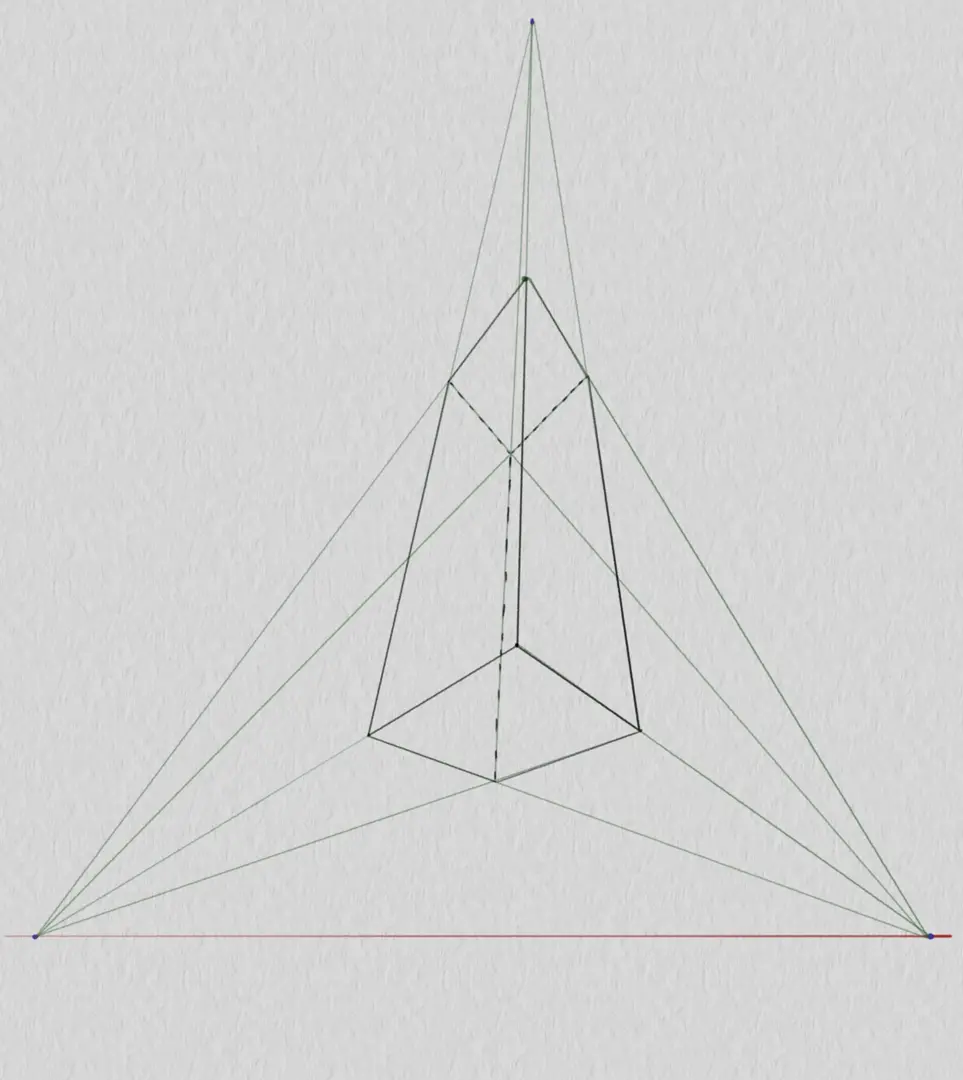 dessin en perspective d’un personnage en contre-plongée